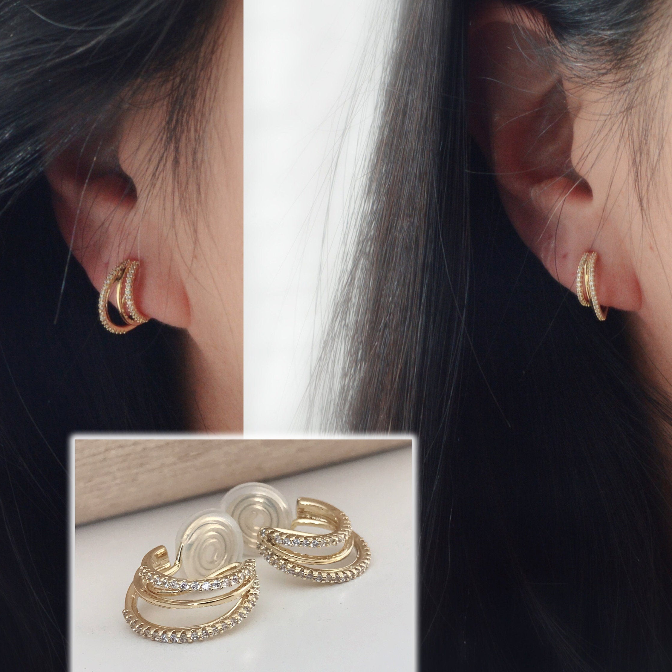Elégantes Boucles d'oreilles Pointues en Or avec Zirconia – Paradise