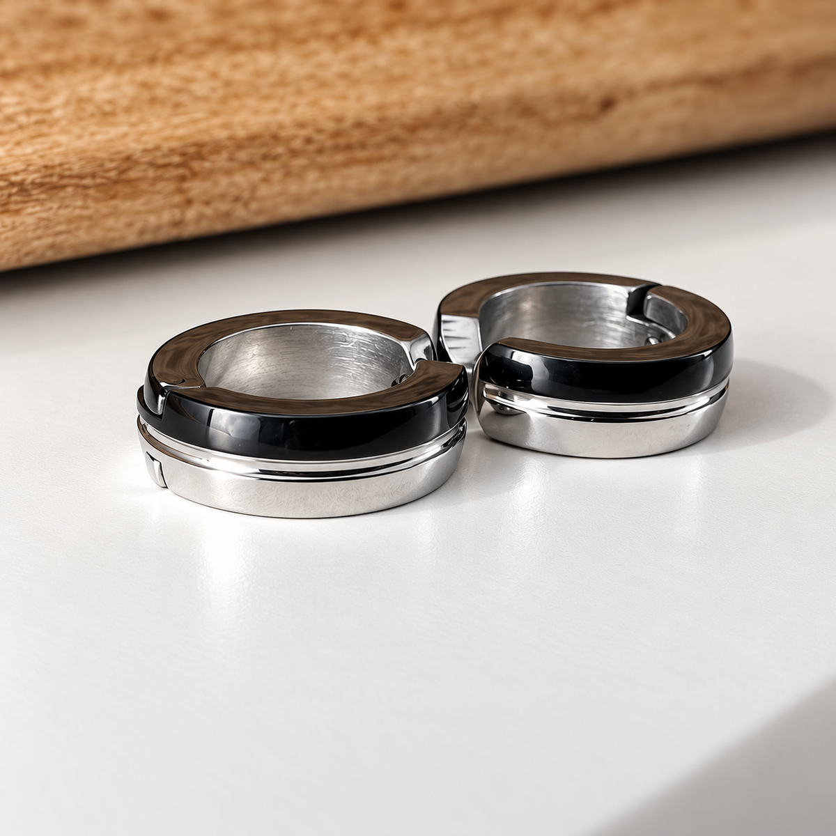 Unisex Two-Tone Clip-On Ear Rings