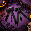 Halloween non-pierced ear clips – gothic black bow