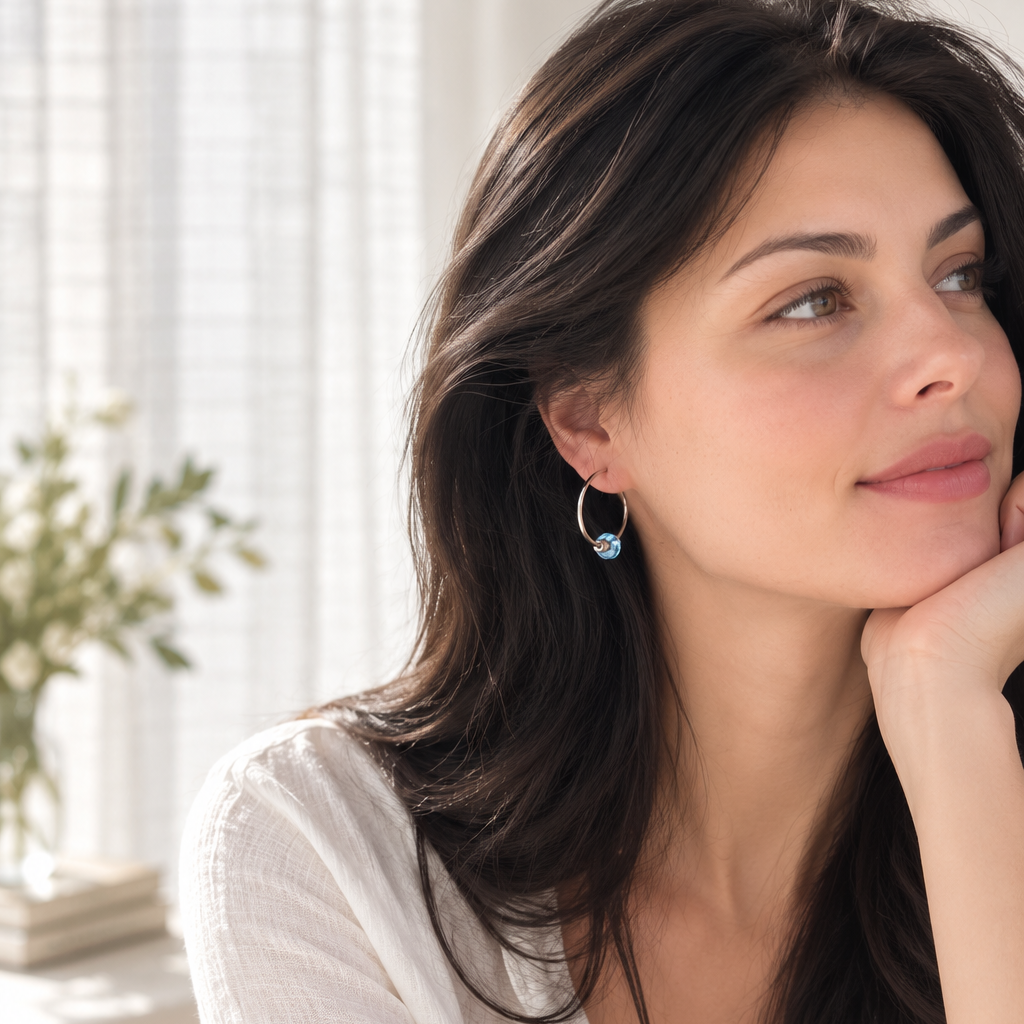 Clips créoles sans perçage perles colorées – argent