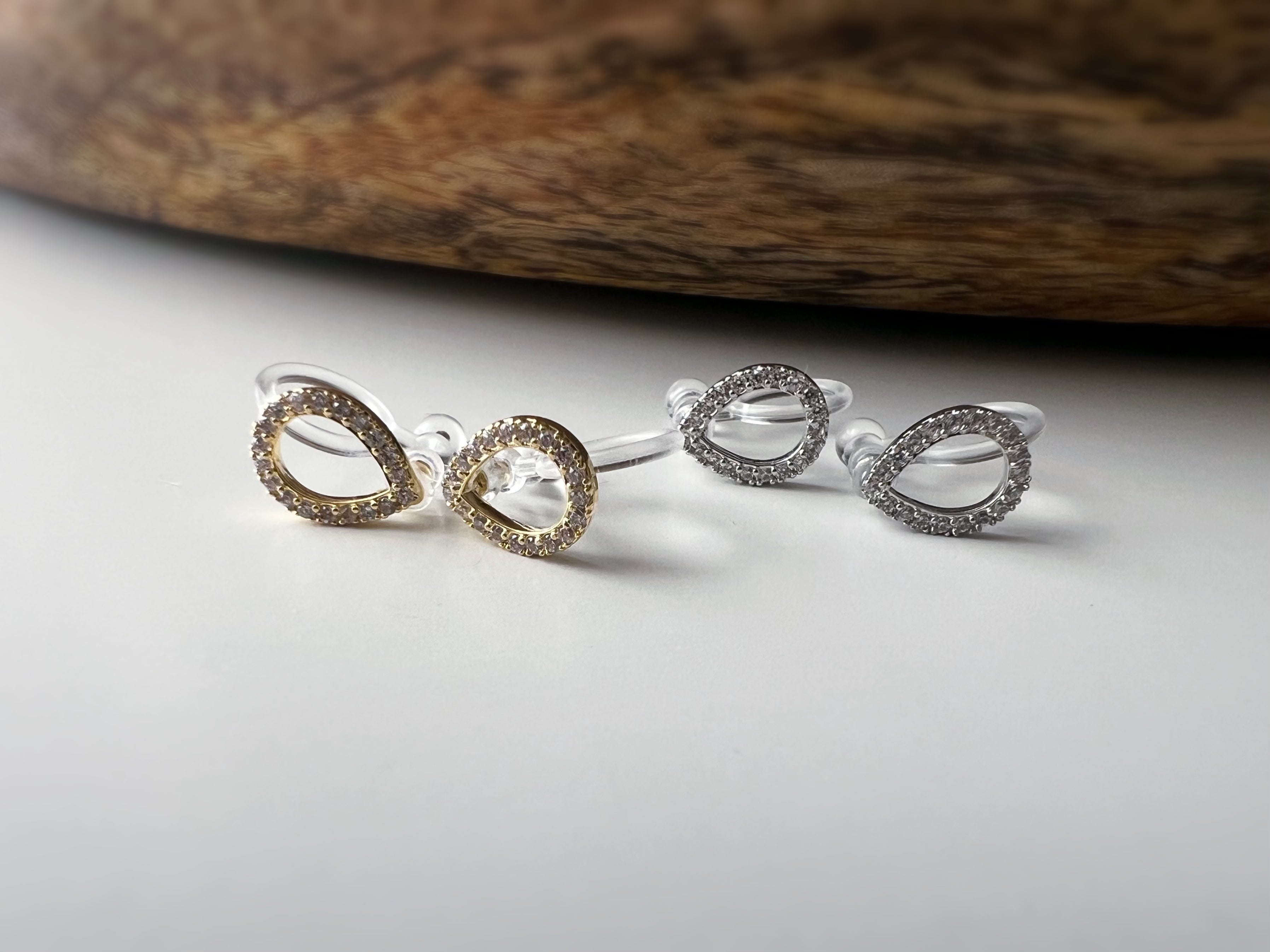 Mini Water Drop – Gold/Silver Zircon 