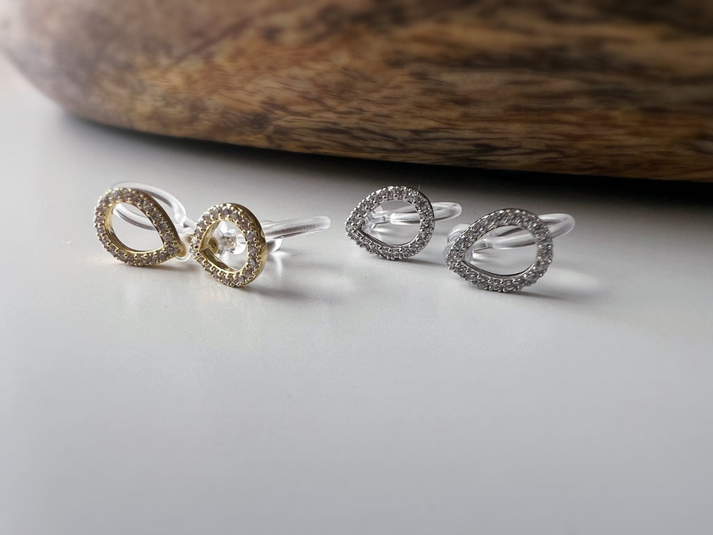 Mini Water Drop – Gold/Silver Zircon 
