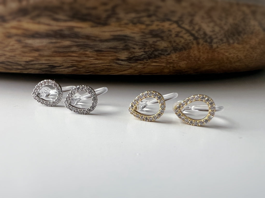 Mini Water Drop – Gold/Silver Zircon 