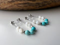 Chaîne & mini perles turquoise / blanches