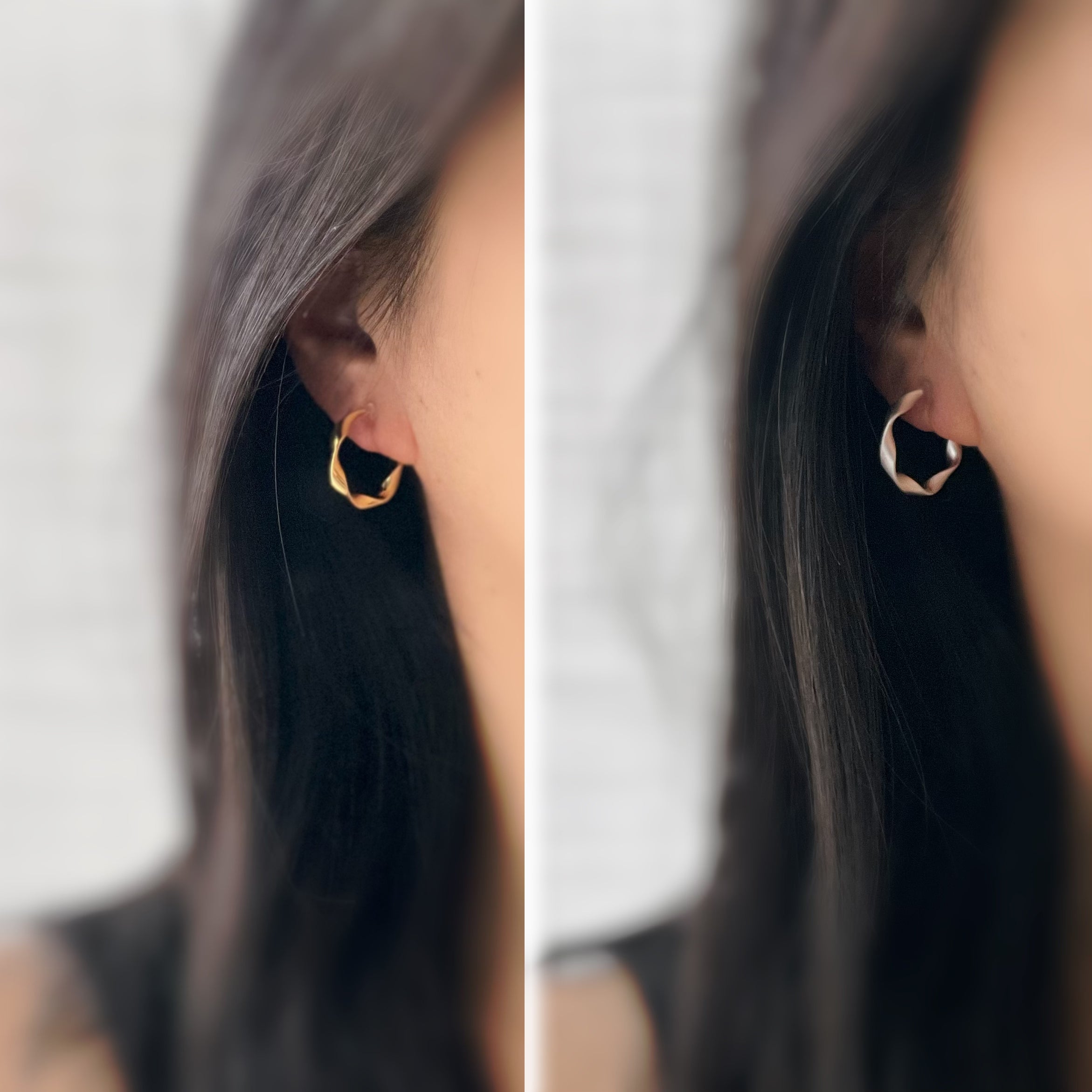 Silver / gold twisted hoop clip-on earrings