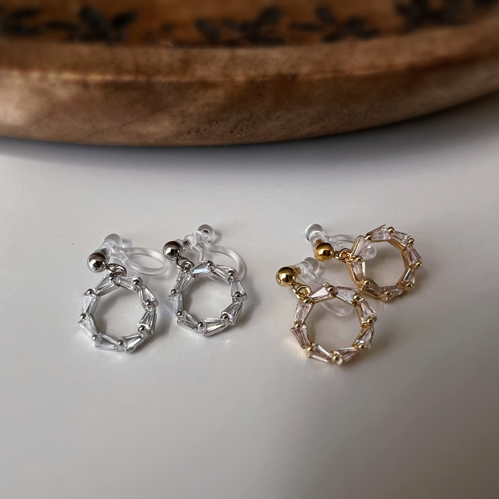 Clips d’oreilles cercle maillons couleur argent or