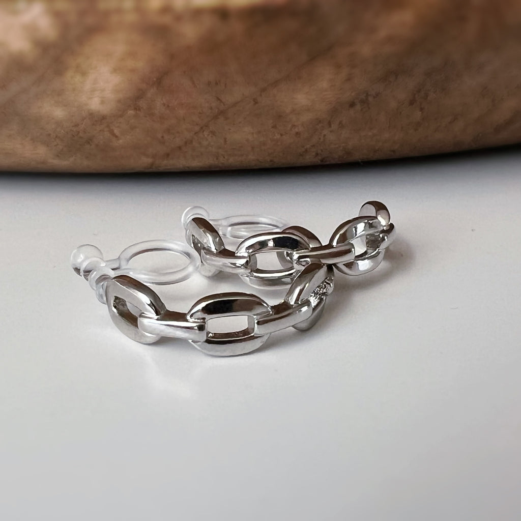 Clips d’oreilles forme C chaîne lisse / Chaîne zircon