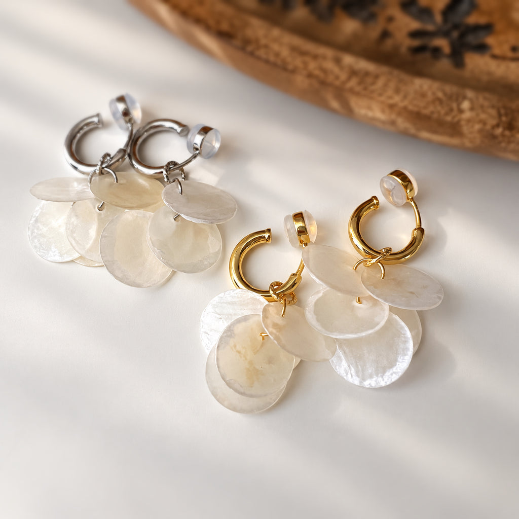 Clips U 2-en-1 nacre blanche – Pendentif amovible