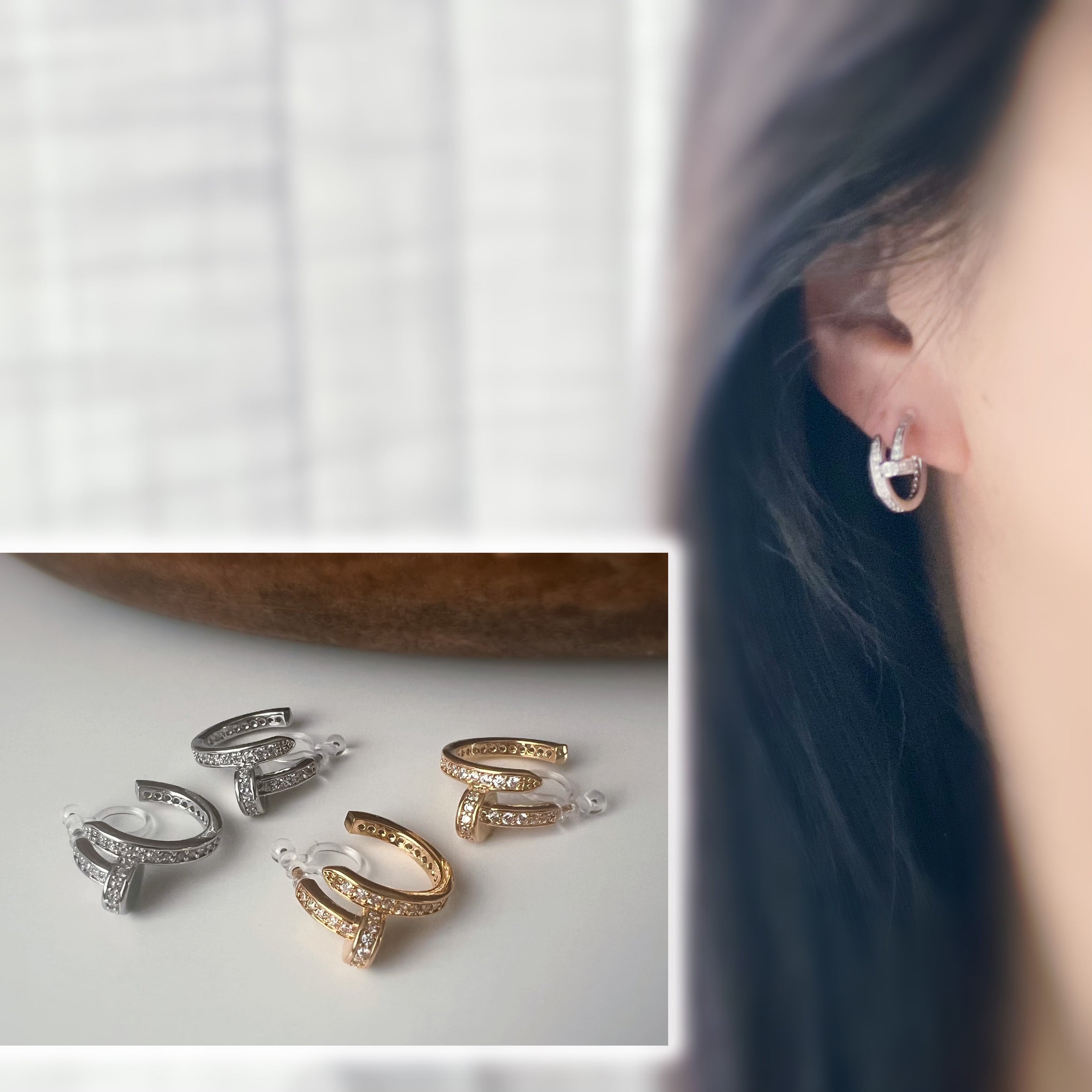 Silver/Gold Open Hoop Clip-On Earrings