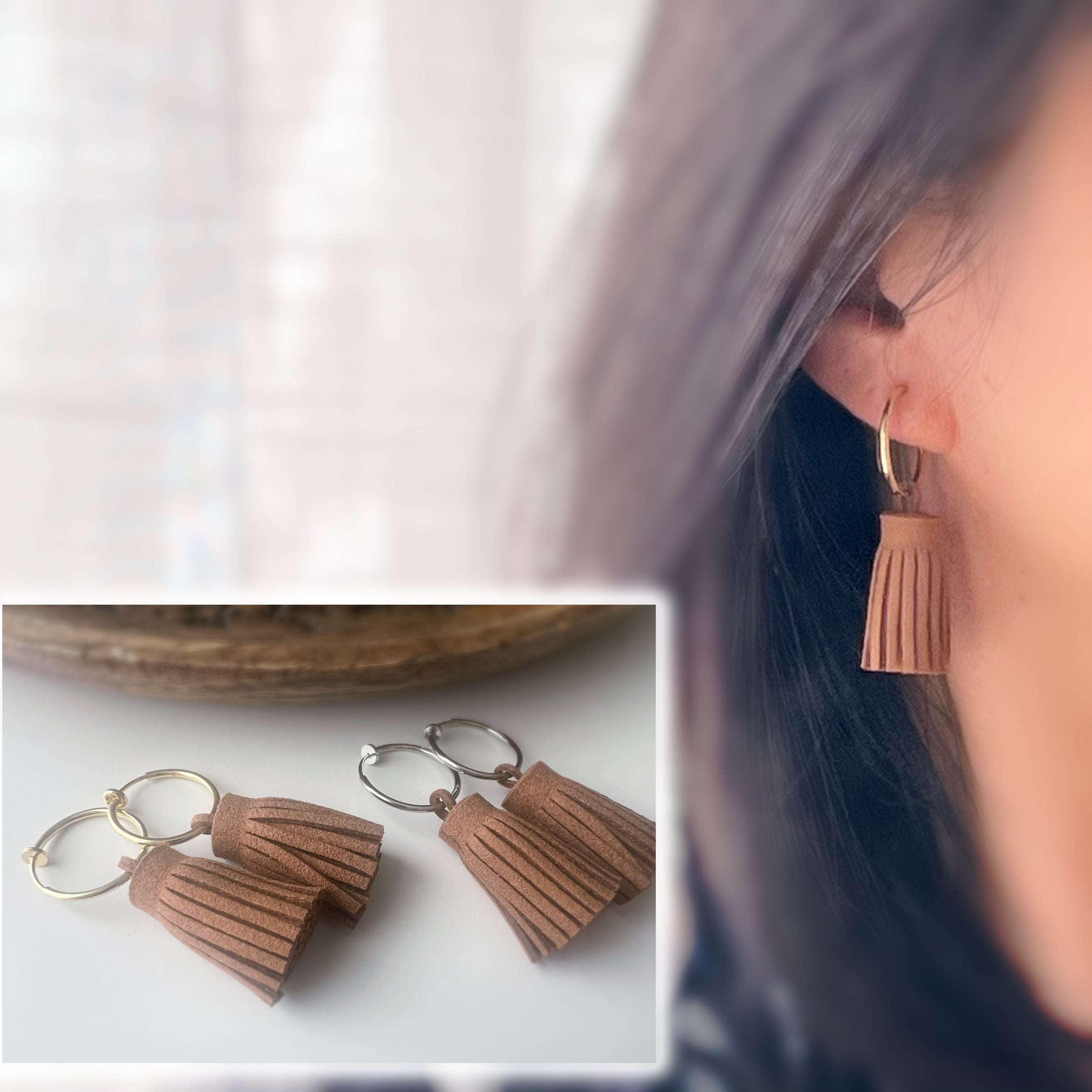 Créoles & Pompon Suédine Marron