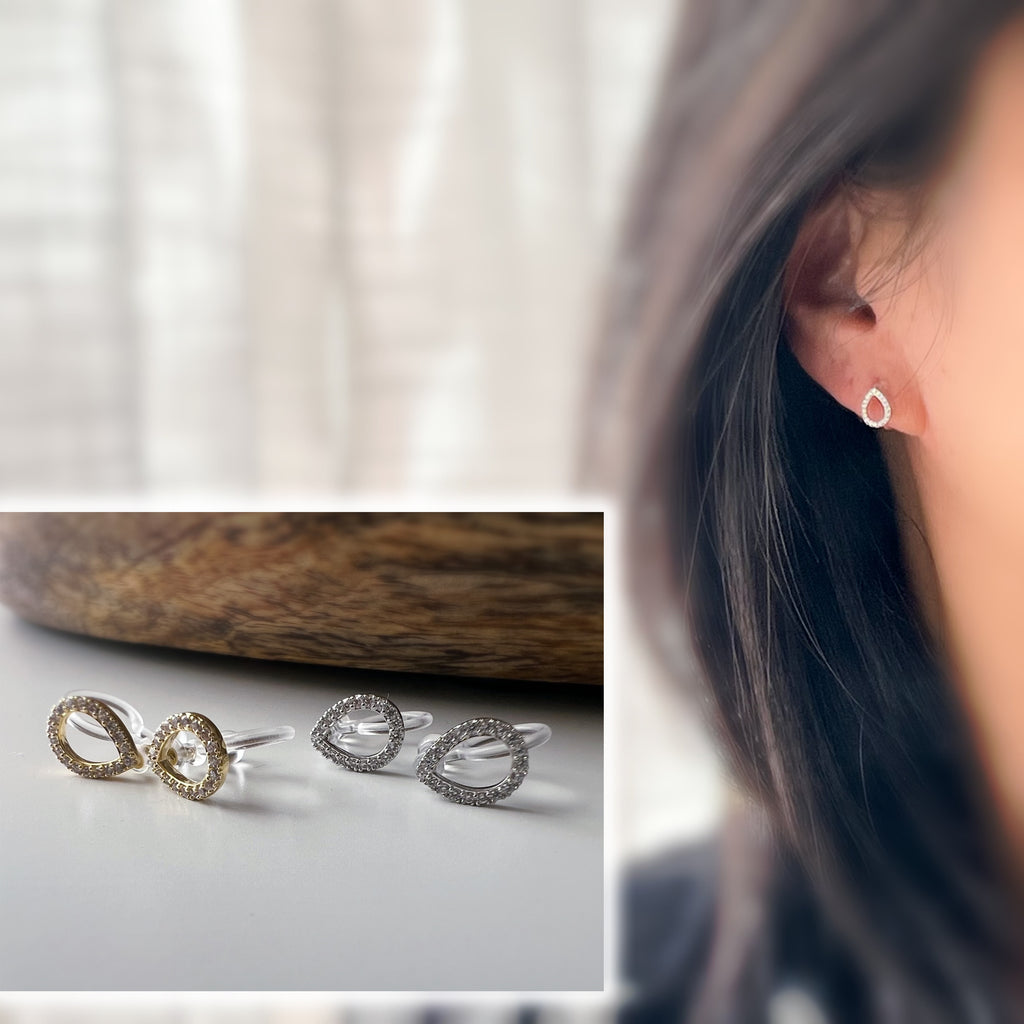 Mini Water Drop – Gold/Silver Zircon 