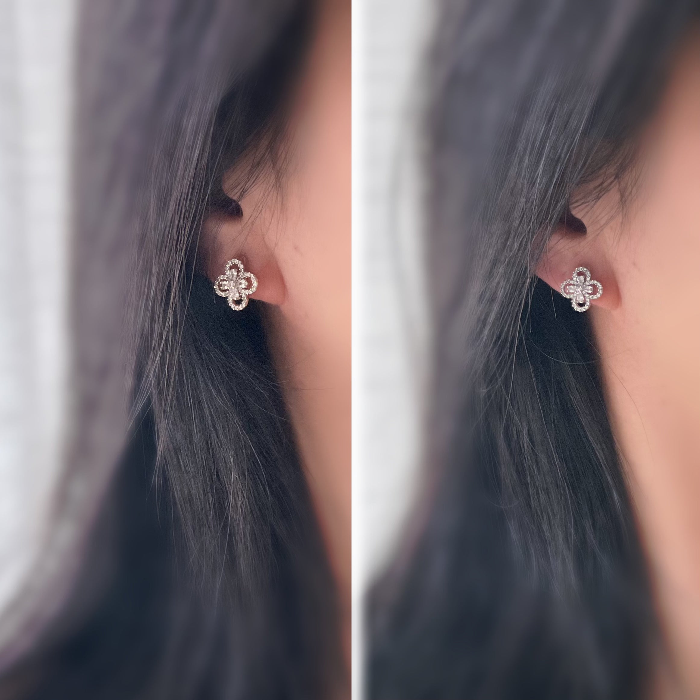 Clip d’oreilles + Collier “Fleur Élégante” – Set scintillant