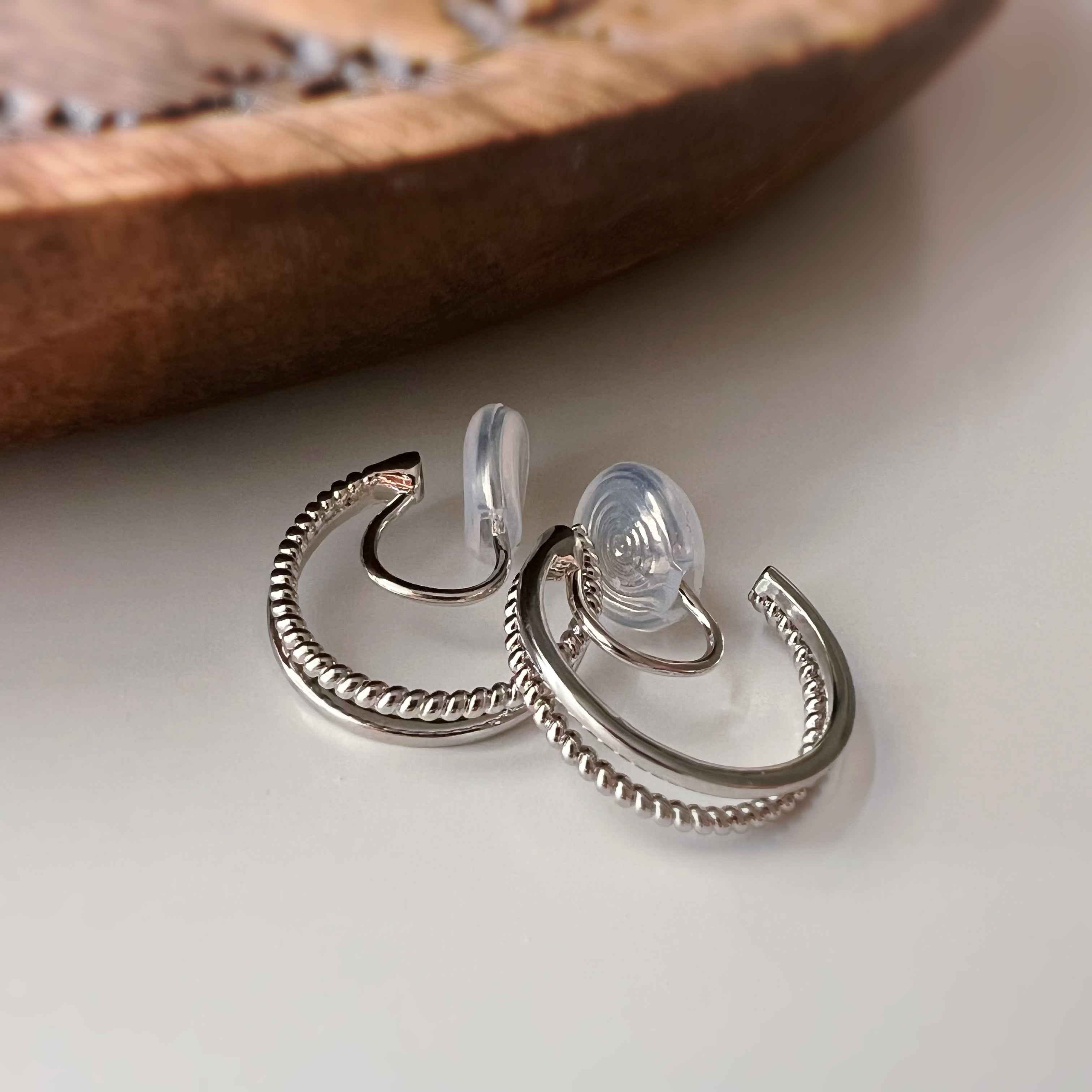Elegante Doppel-Kreolenohrclips ohne Piercing