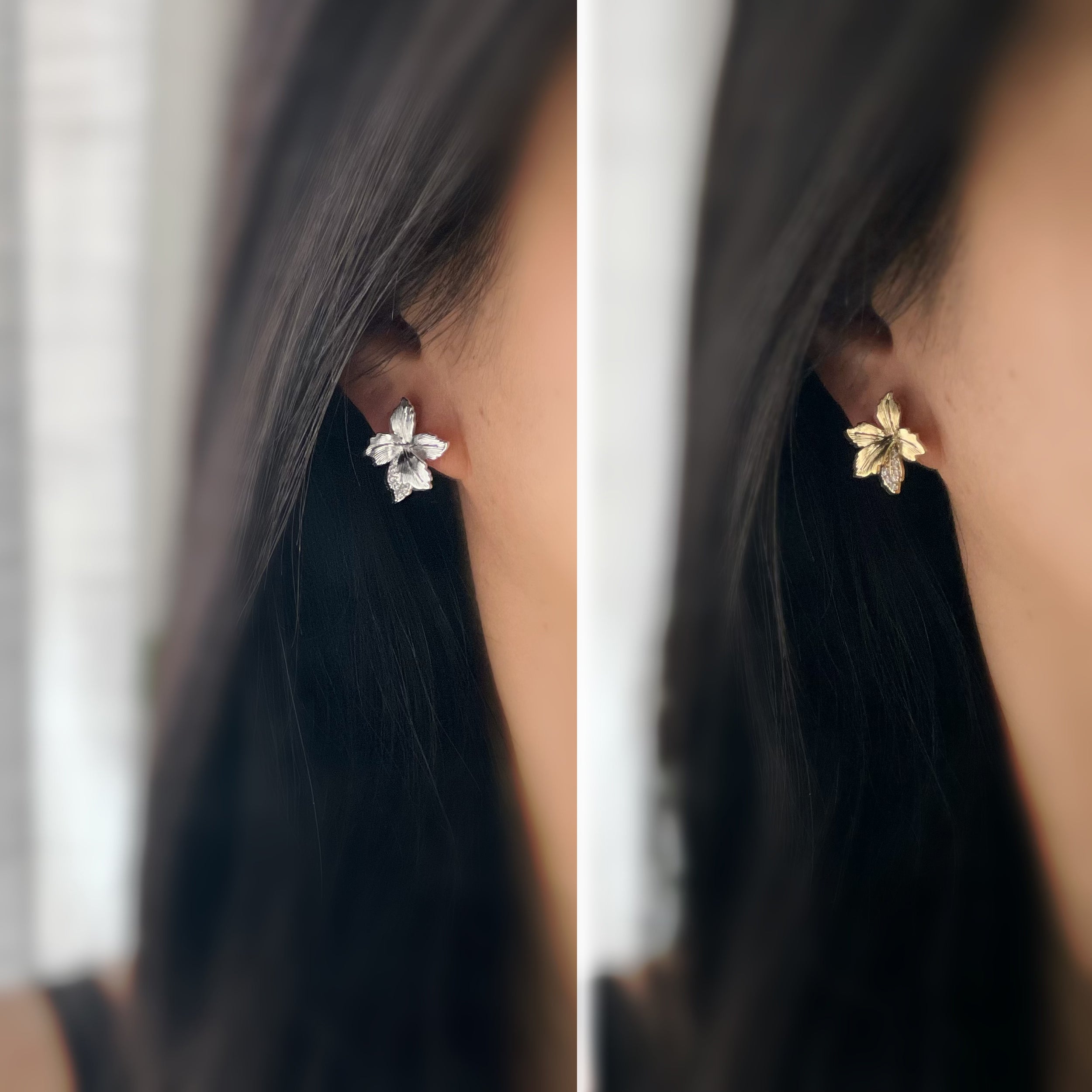 Rhinestone luminous maple leaf ear clips