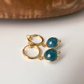 Clips créoles sans perçage avec pendentif bleu pétrole