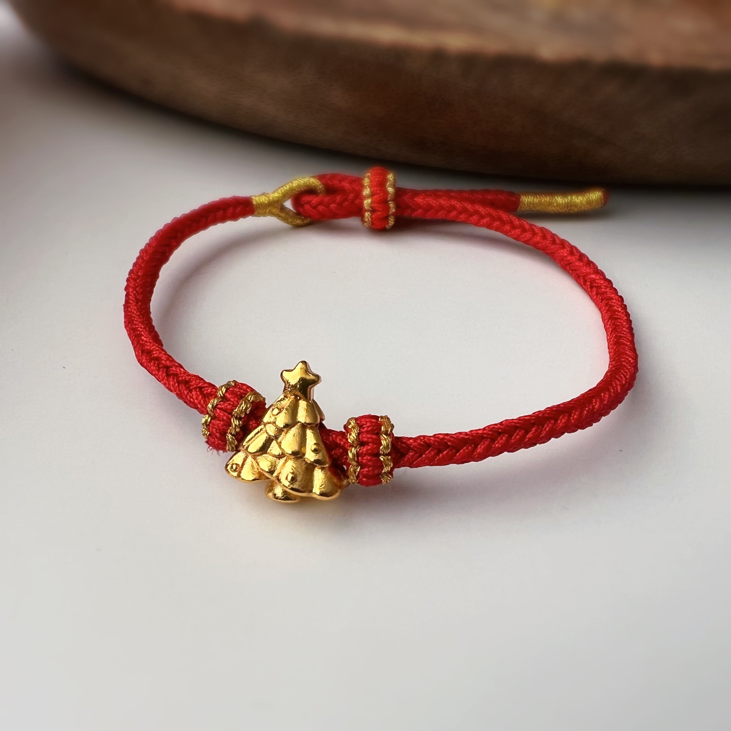 Bracelet de Noël tressé avec sapin doré – 4 couleurs