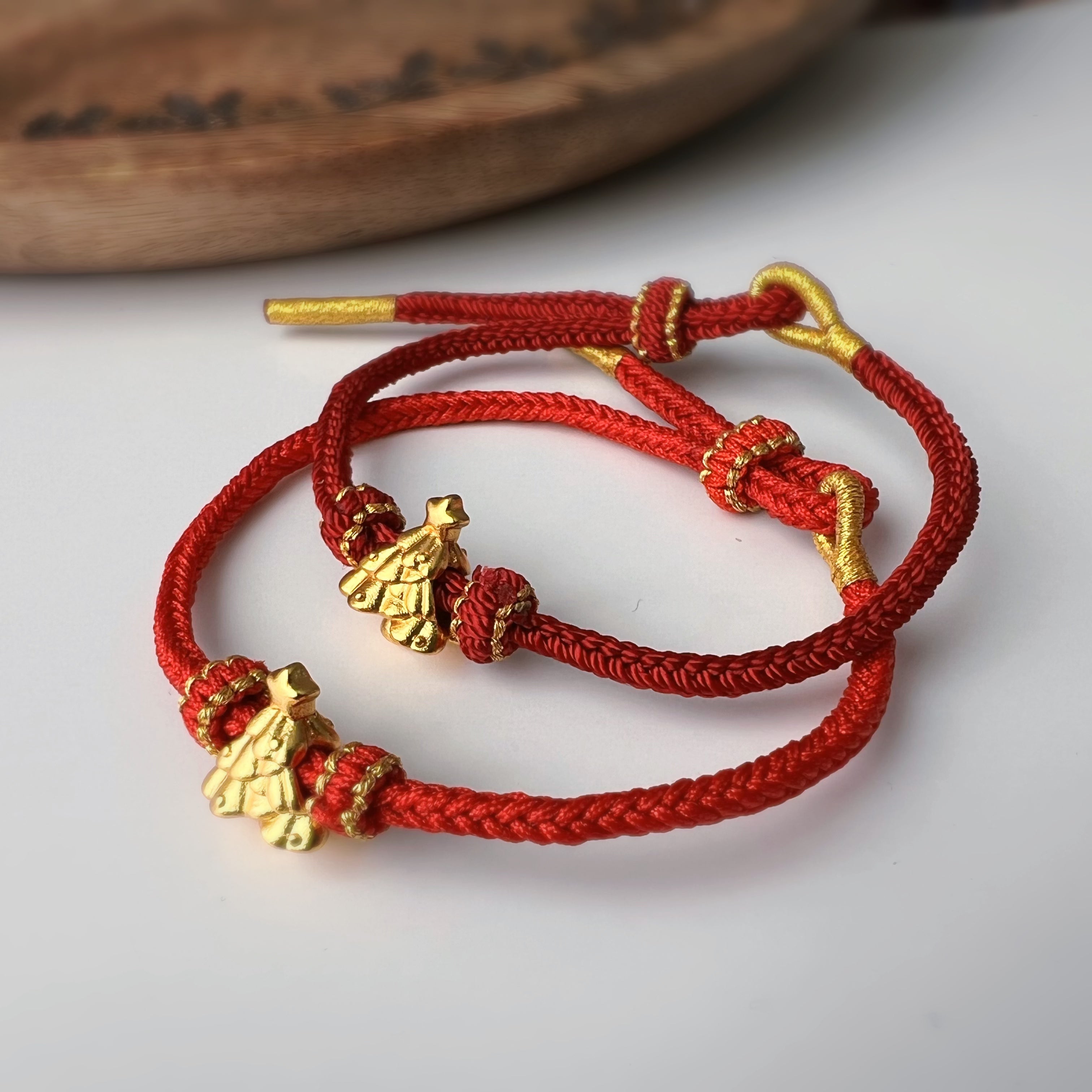 Bracelet de Noël tressé avec sapin doré – 4 couleurs