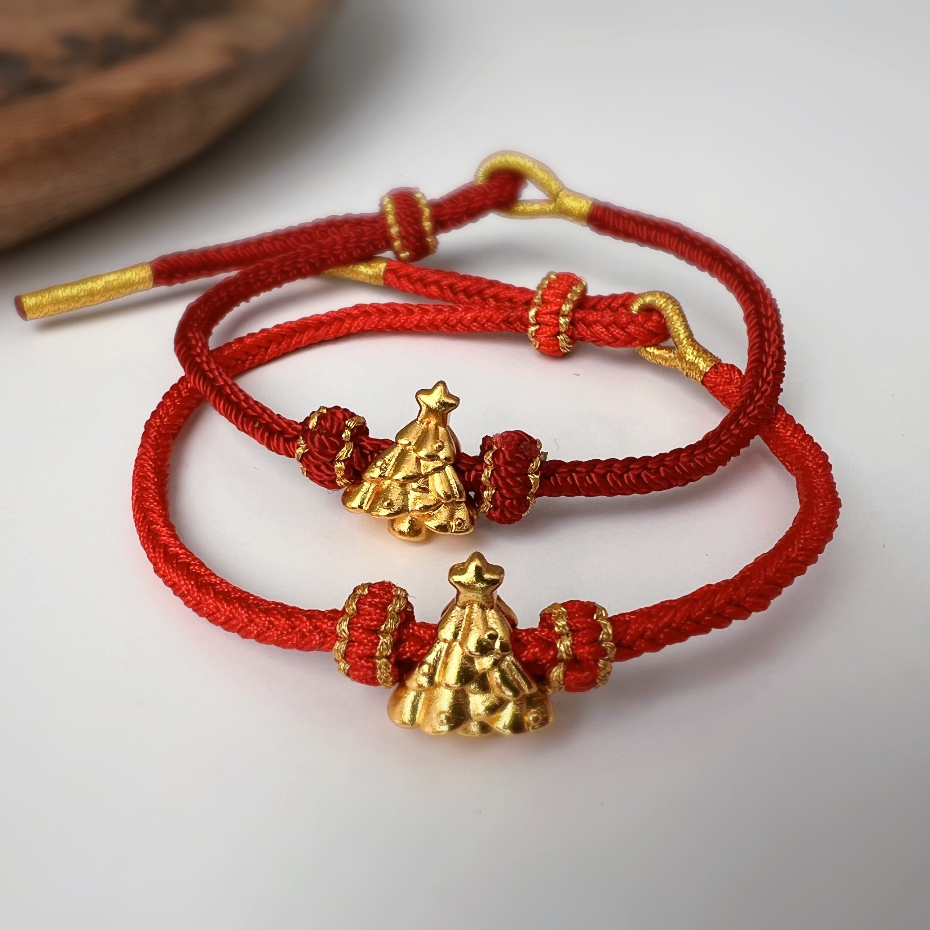 Bracelet de Noël tressé avec sapin doré – 4 couleurs