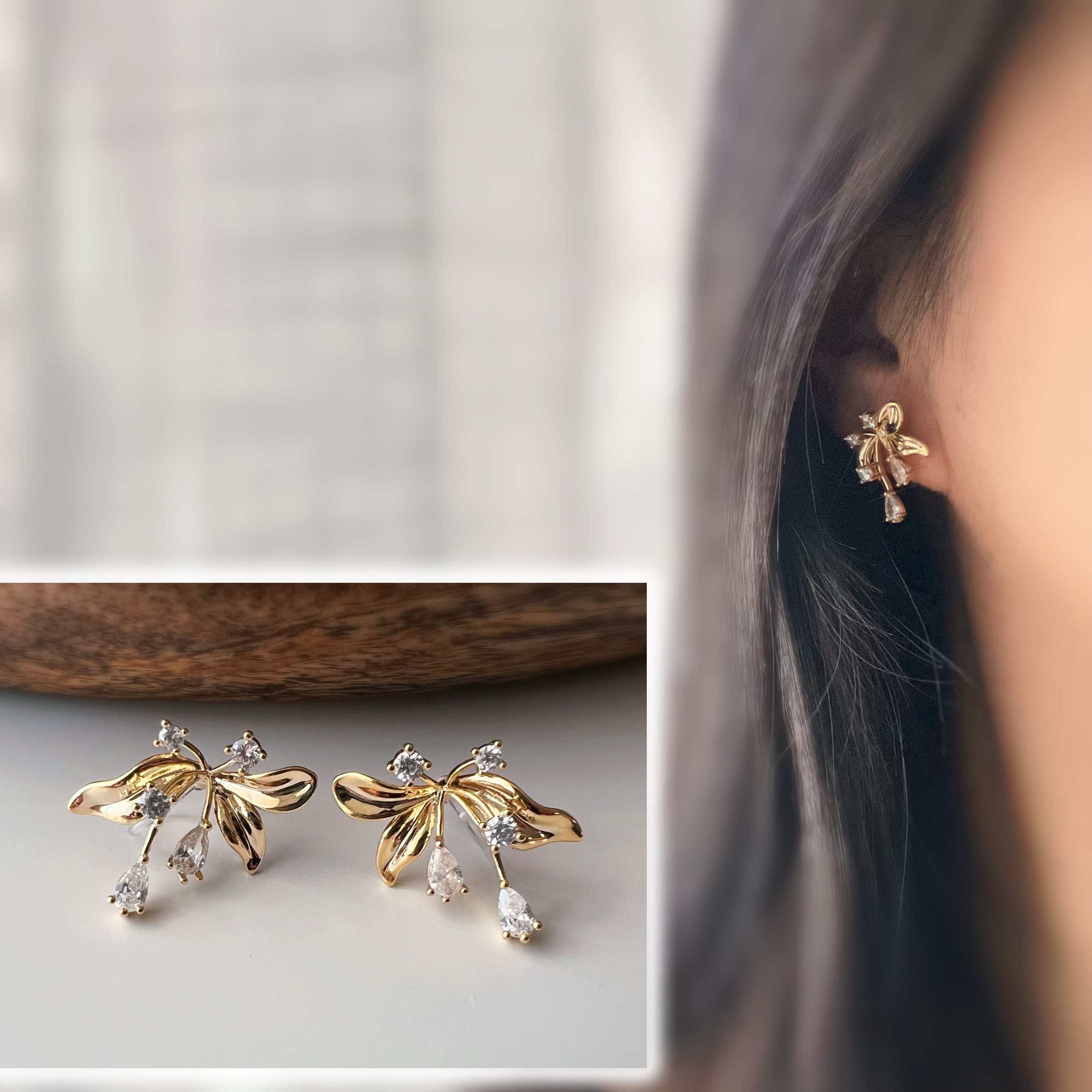 Clips d’oreilles fleur abstraite Style artistique