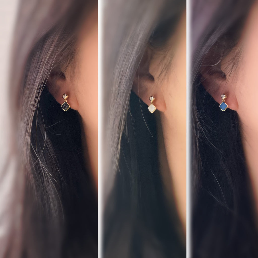 Clips d’oreilles sans perçage carrés émaillés
