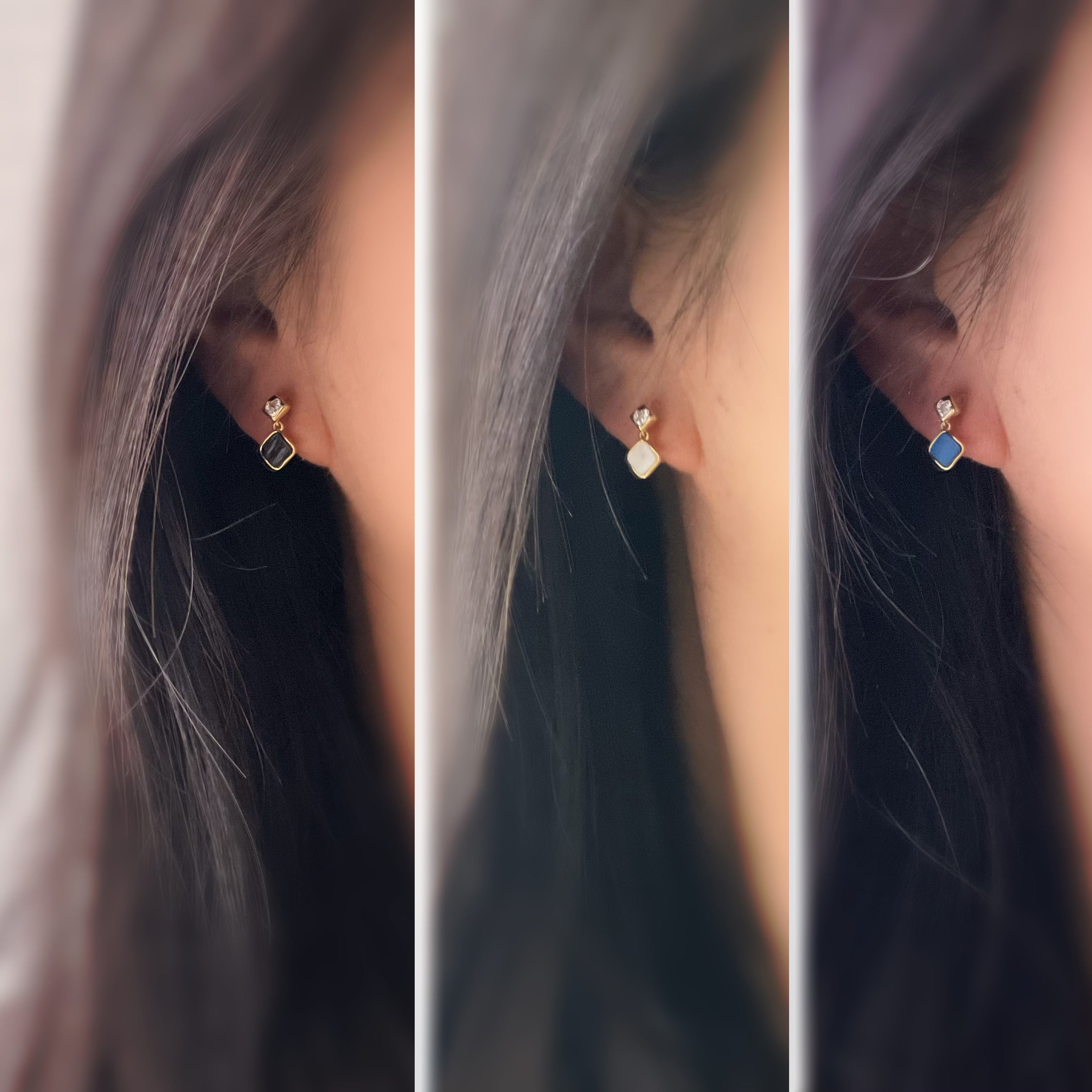 Clips d’oreilles sans perçage carrés émaillés