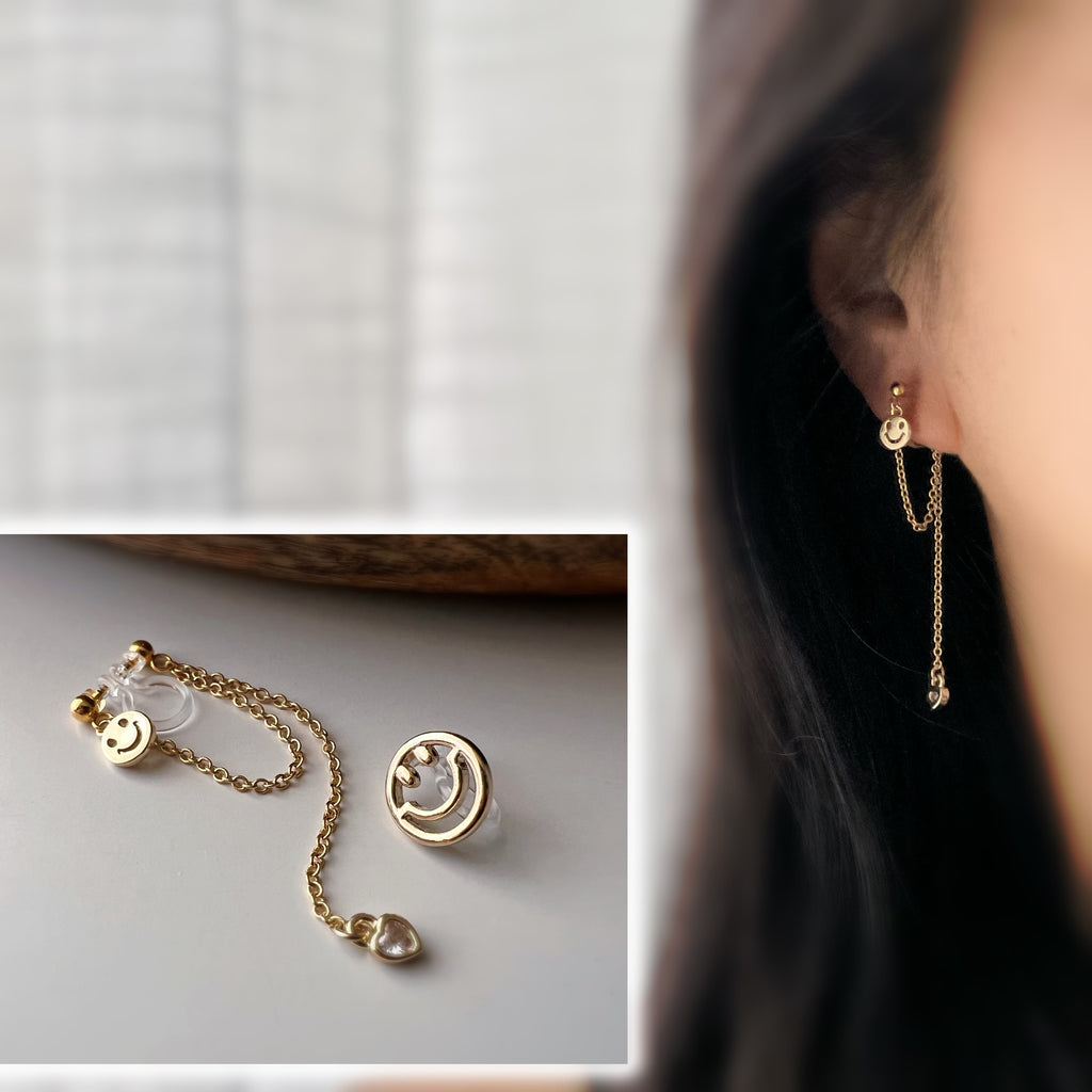 Clips d’oreilles asymétriques smiley