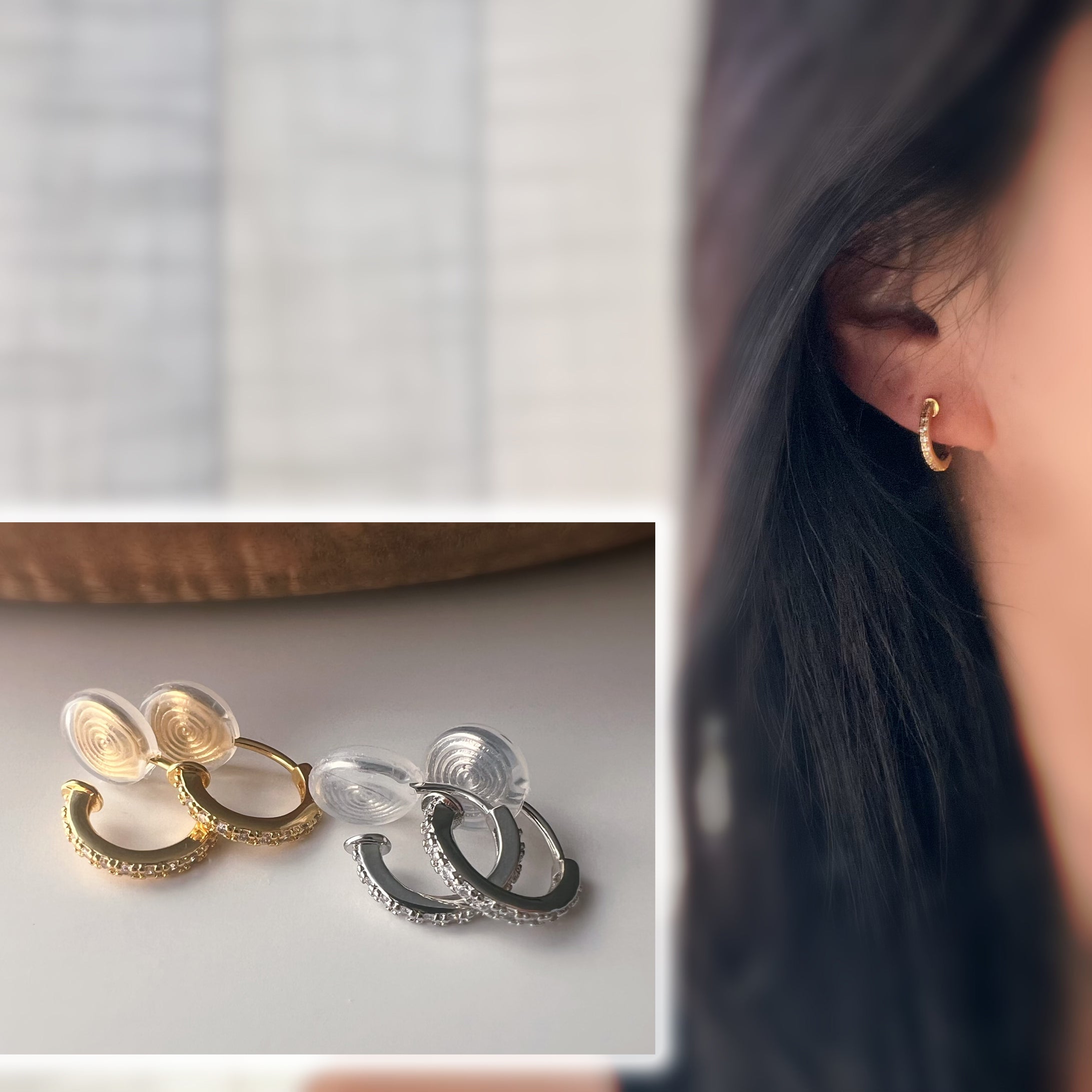 Clips U Anneaux Mini zircon – couleur Argent /or