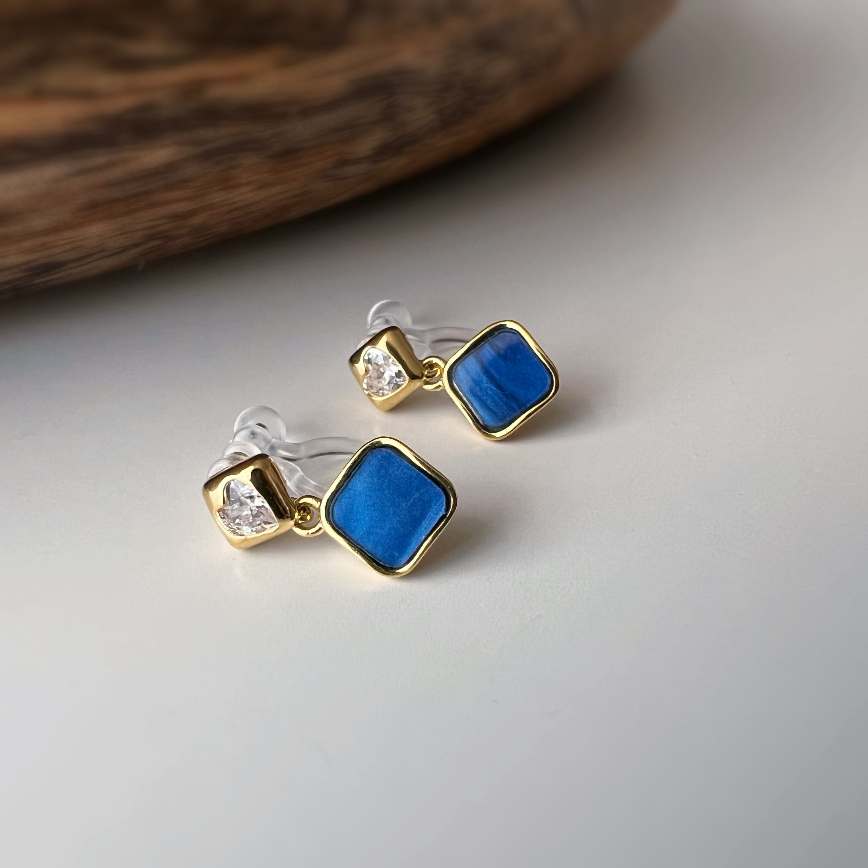 Clips d’oreilles sans perçage carrés émaillés