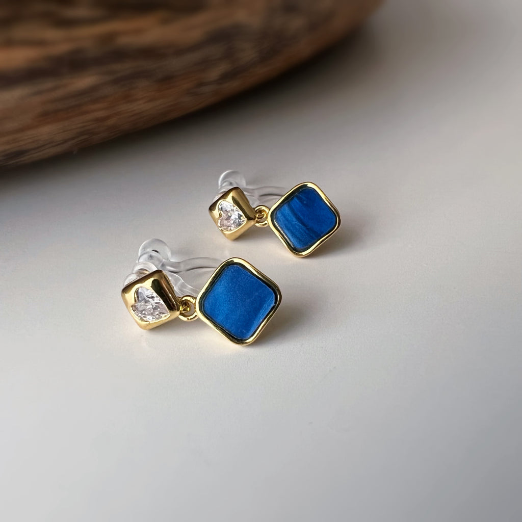 Clips d’oreilles sans perçage carrés émaillés