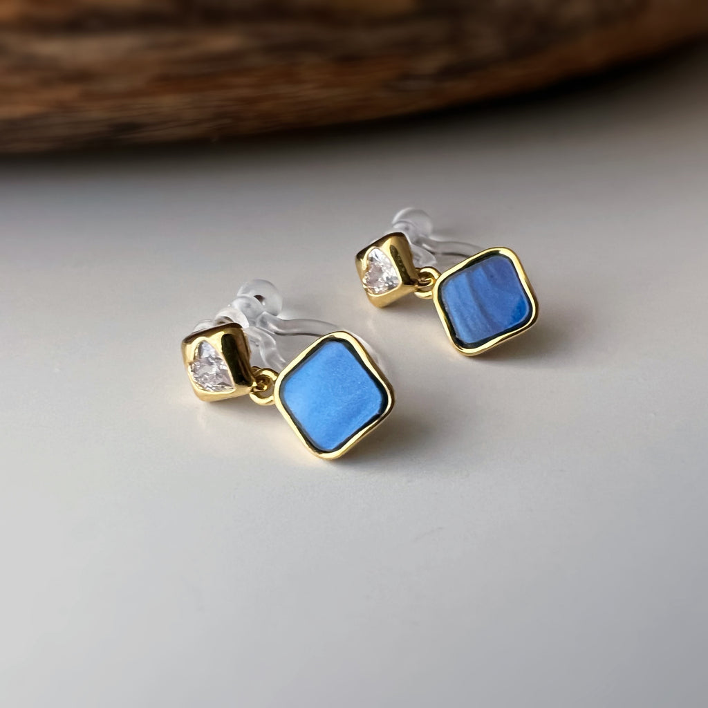 Clips d’oreilles sans perçage carrés émaillés