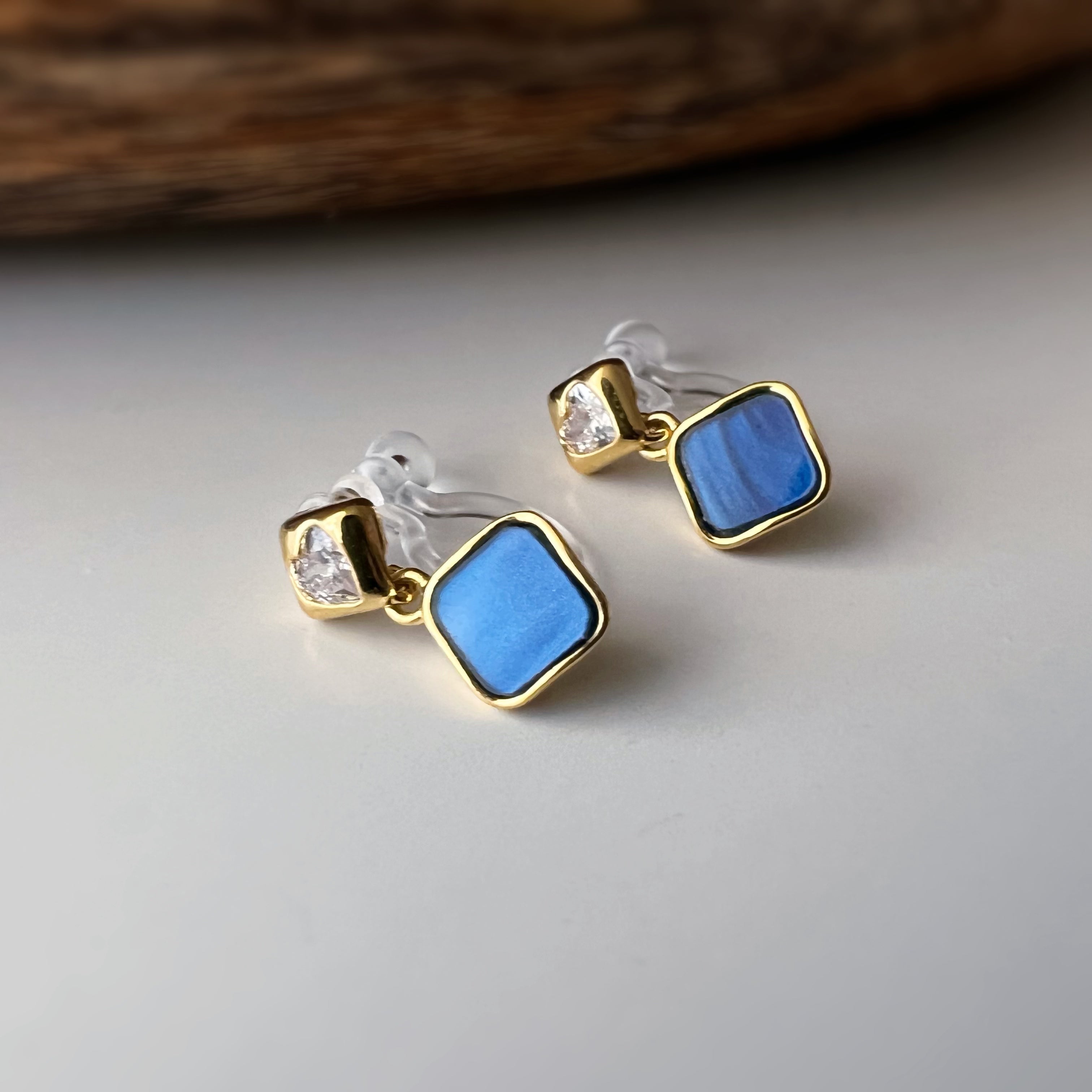 Clips d’oreilles sans perçage carrés émaillés