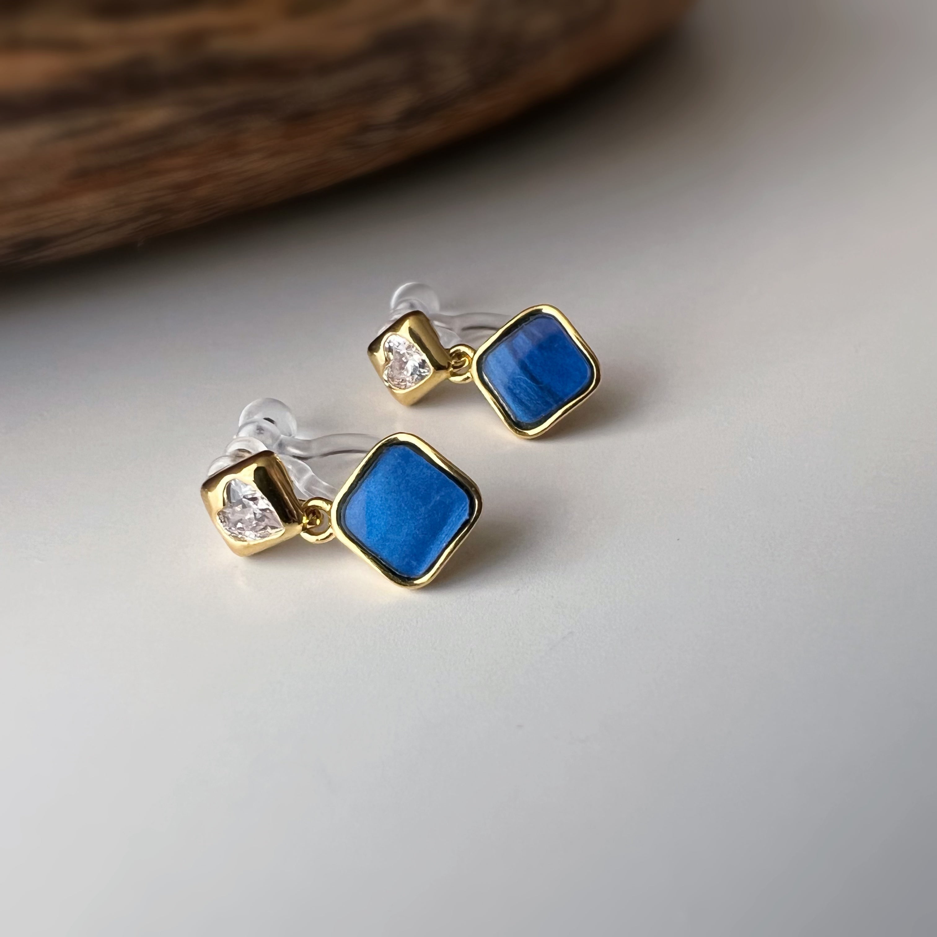 Clips d’oreilles sans perçage carrés émaillés