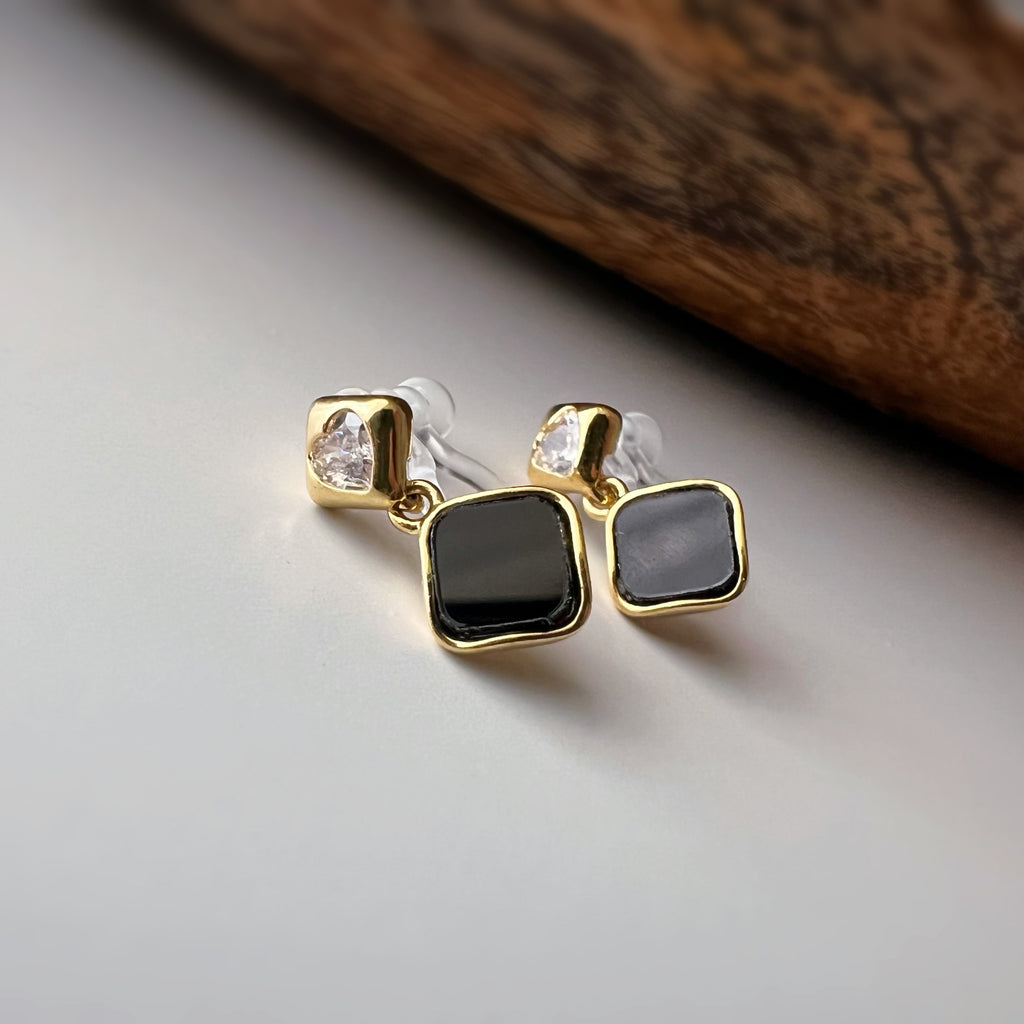 Clips d’oreilles sans perçage carrés émaillés