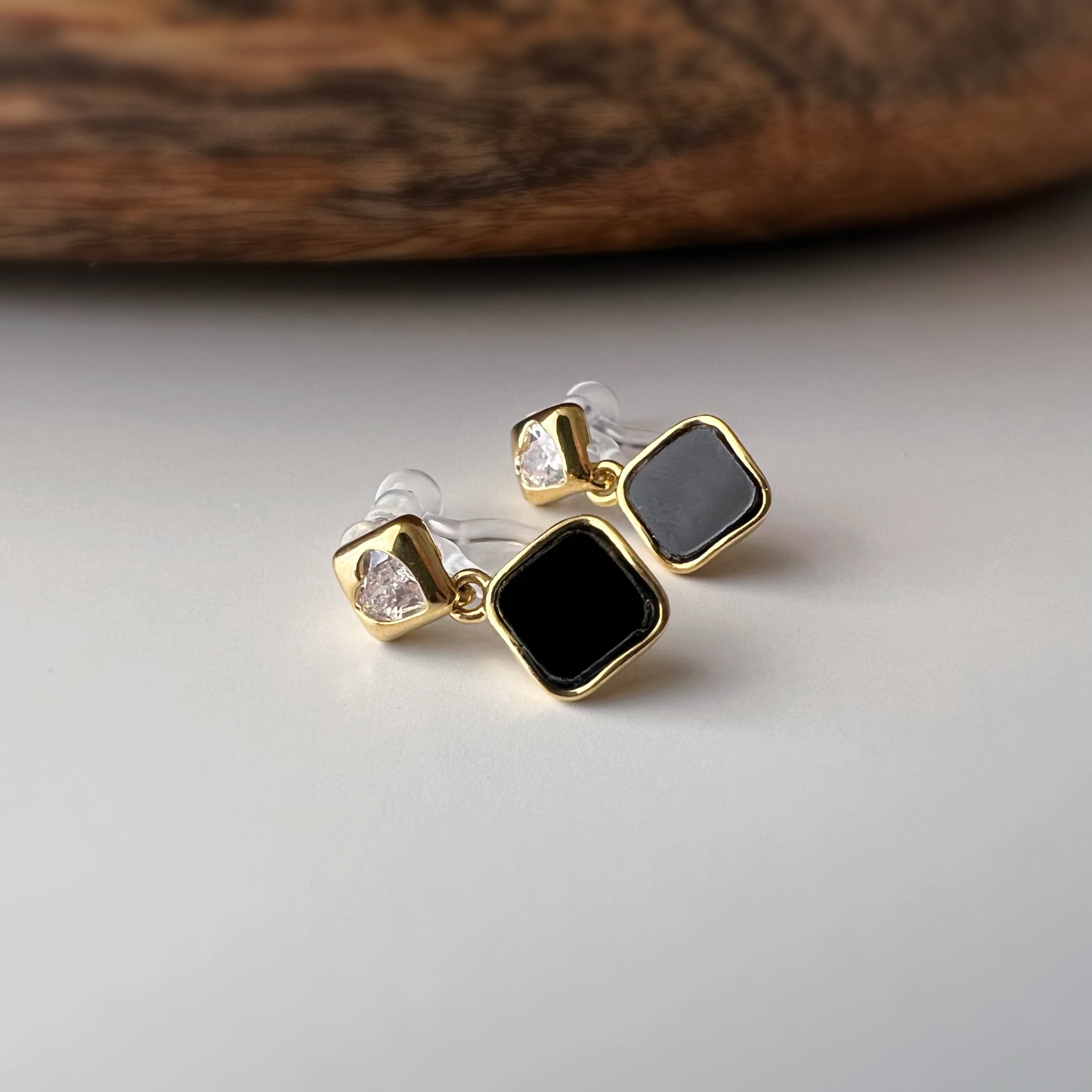 Clips d’oreilles sans perçage carrés émaillés