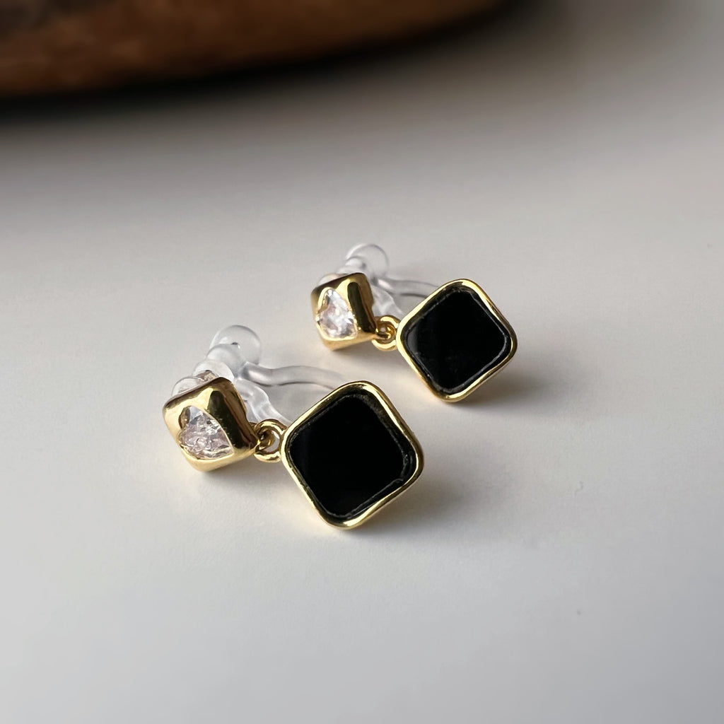 Clips d’oreilles sans perçage carrés émaillés