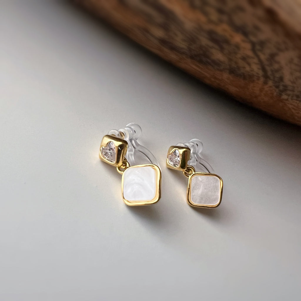 Clips d’oreilles sans perçage carrés émaillés