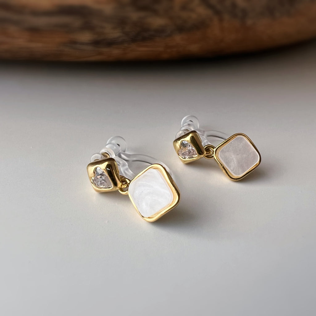Clips d’oreilles sans perçage carrés émaillés