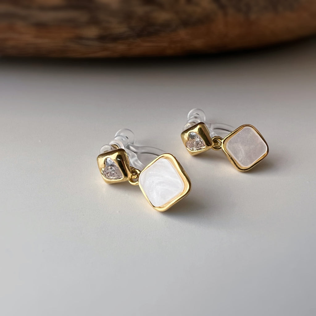 Clips d’oreilles sans perçage carrés émaillés