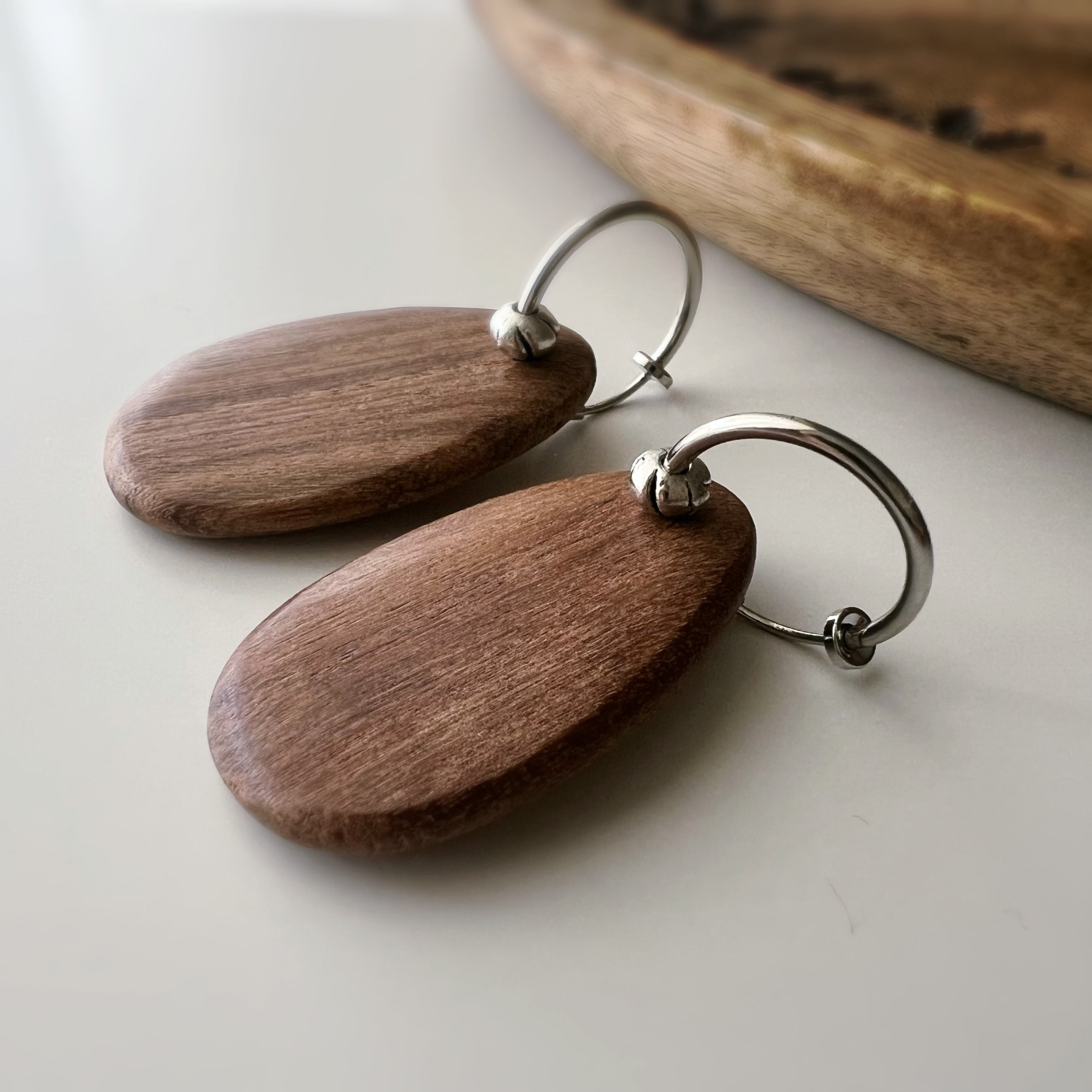 Clips créoles sans perçage 2 en 1 – pendentif en bois de santal