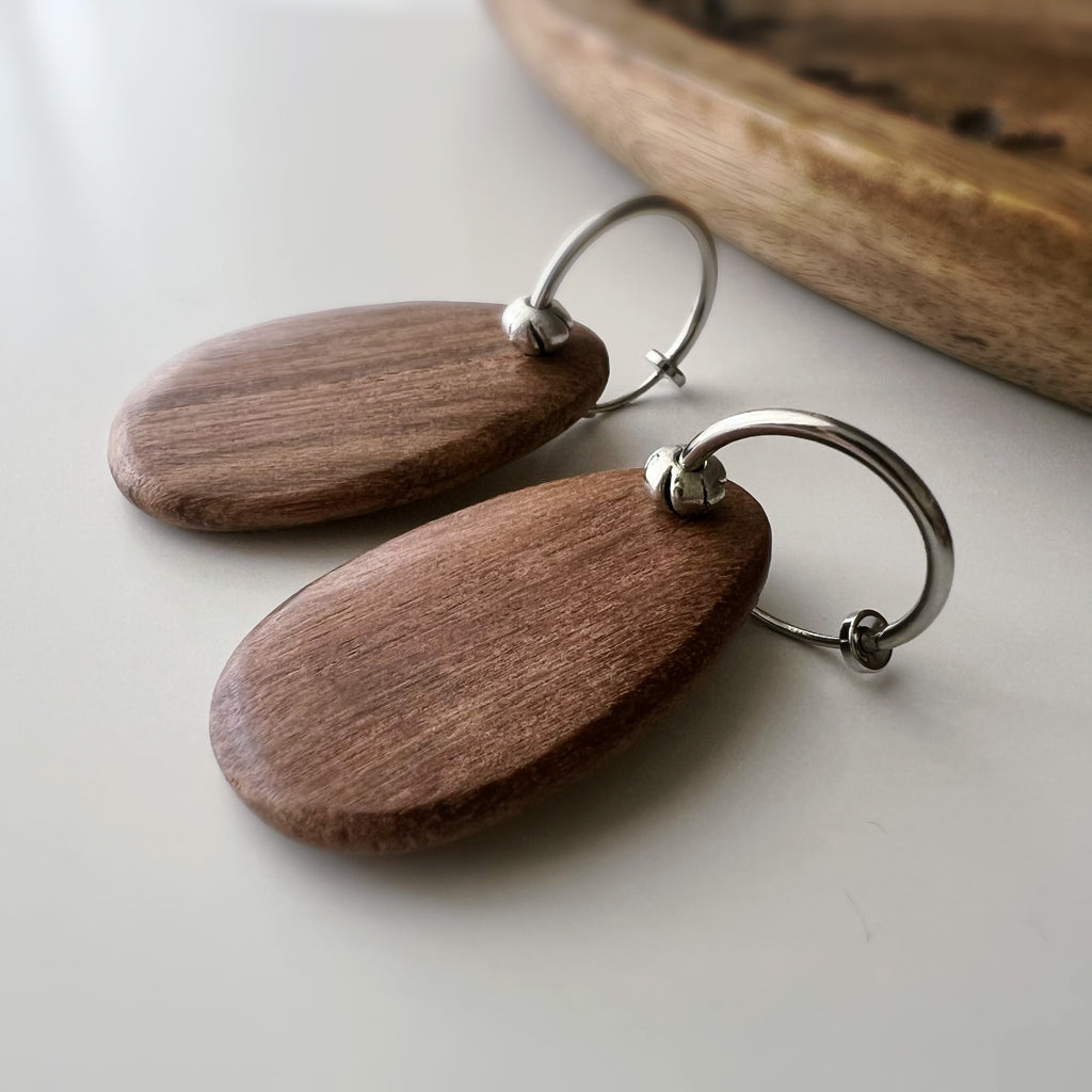 Clips créoles sans perçage 2 en 1 – pendentif en bois de santal