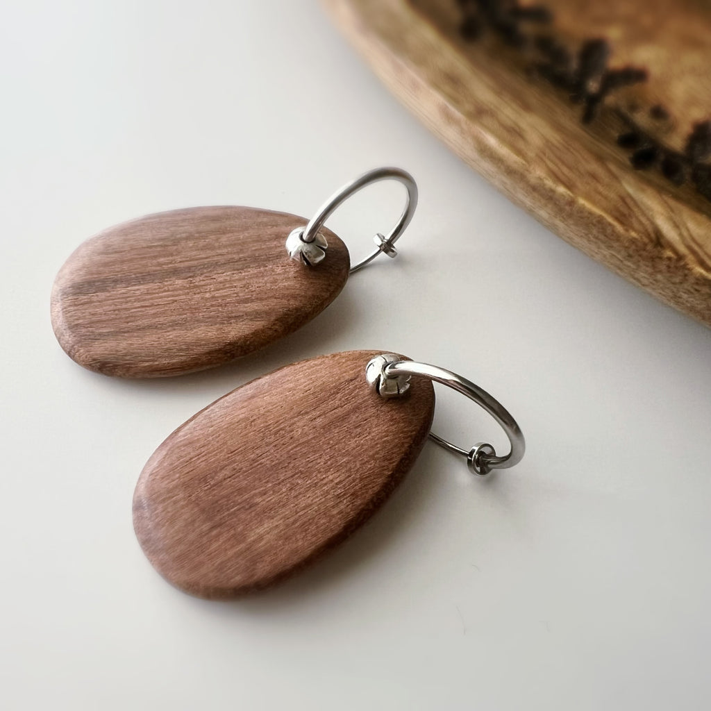 Clips créoles sans perçage 2 en 1 – pendentif en bois de santal
