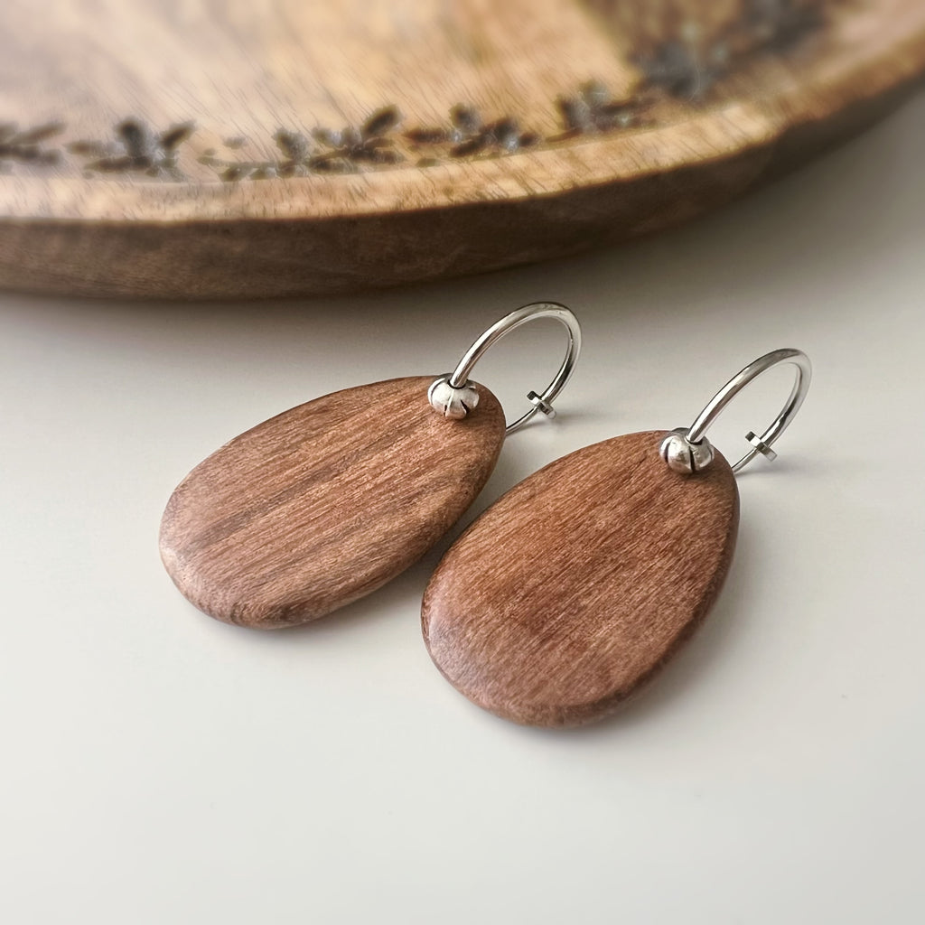 Clips créoles sans perçage 2 en 1 – pendentif en bois de santal