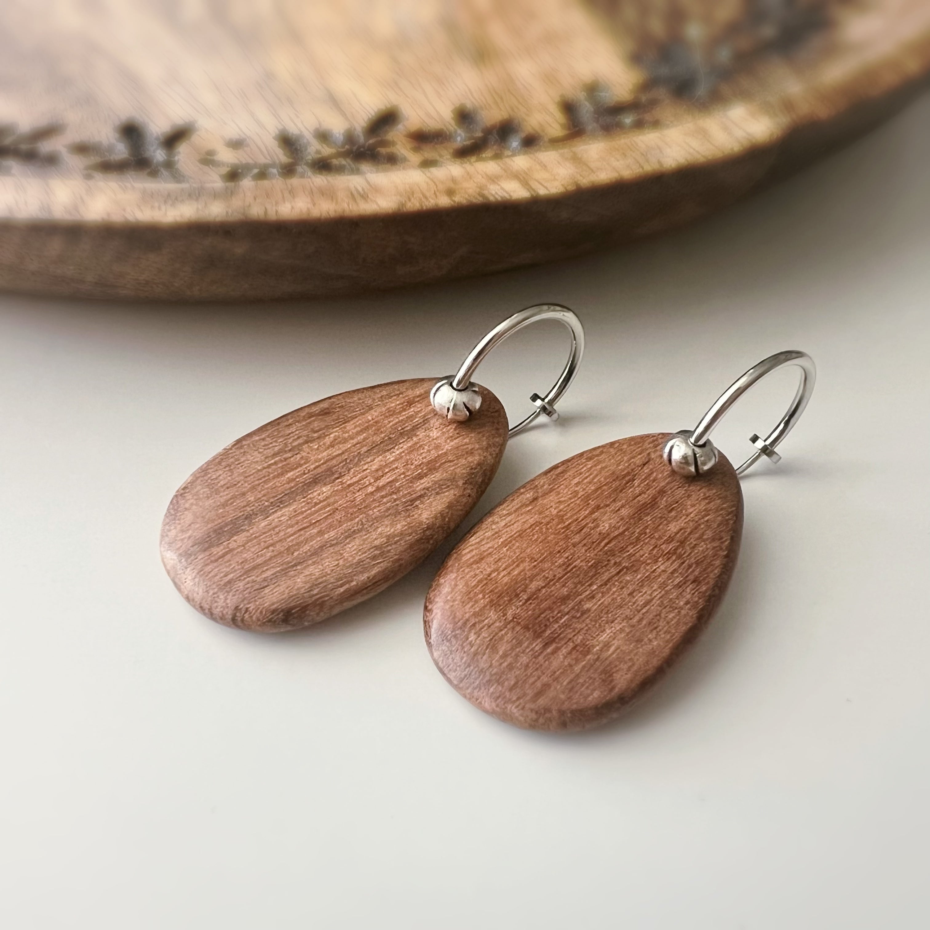 Clips créoles sans perçage 2 en 1 – pendentif en bois de santal