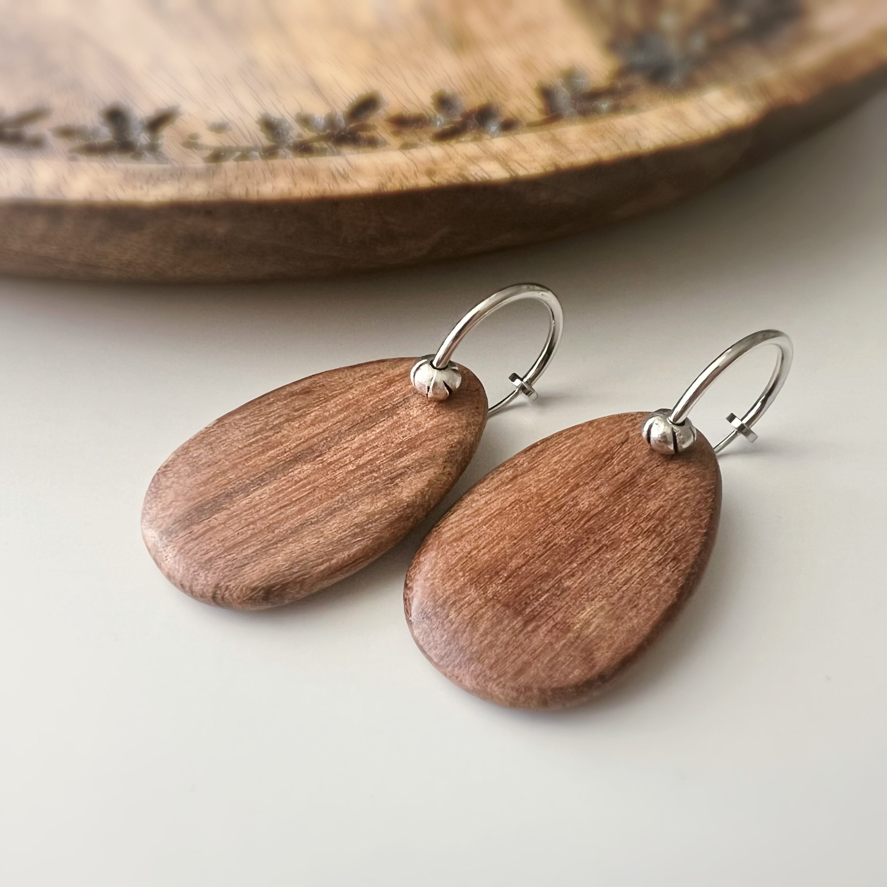 Clips créoles sans perçage 2 en 1 – pendentif en bois de santal