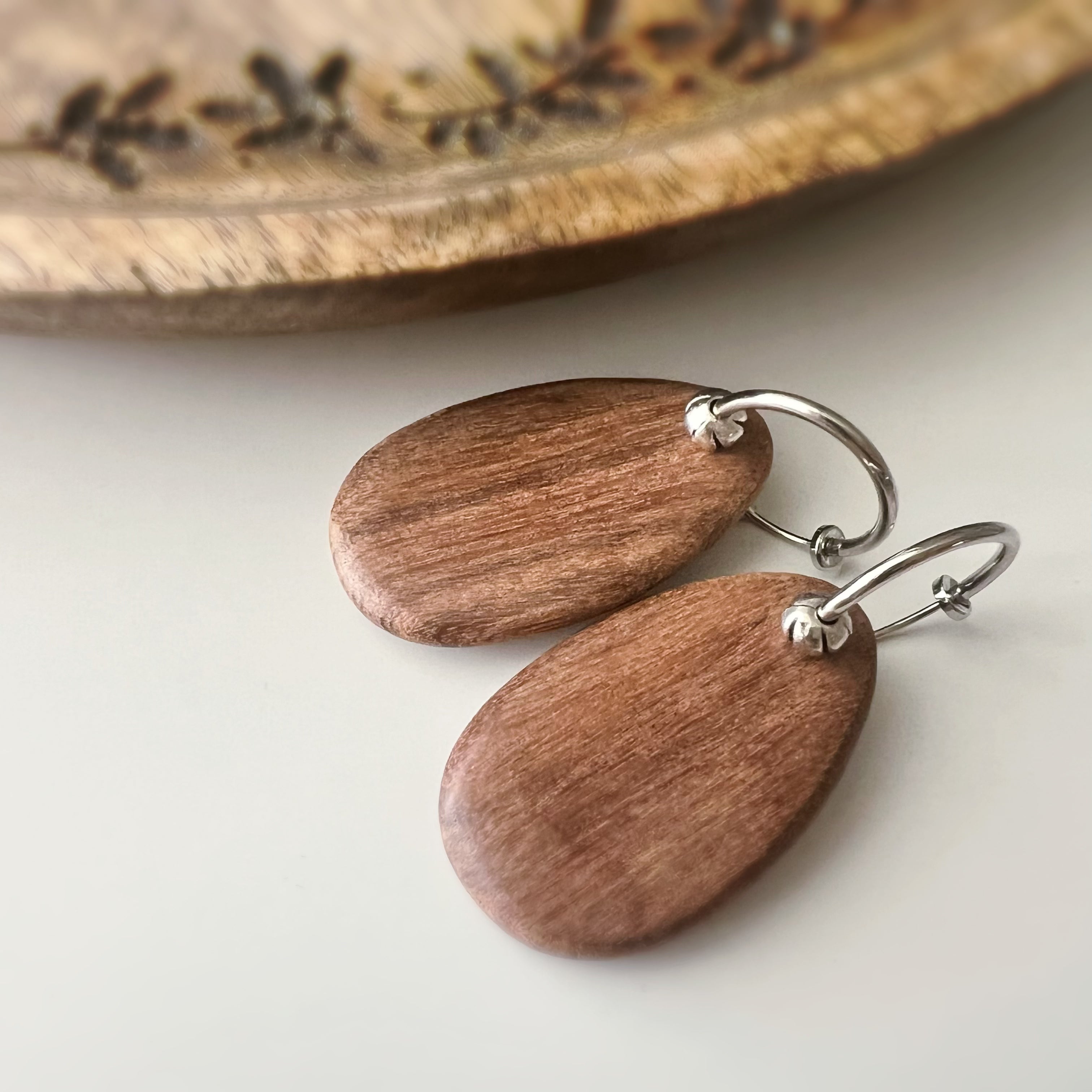 Clips créoles sans perçage 2 en 1 – pendentif en bois de santal