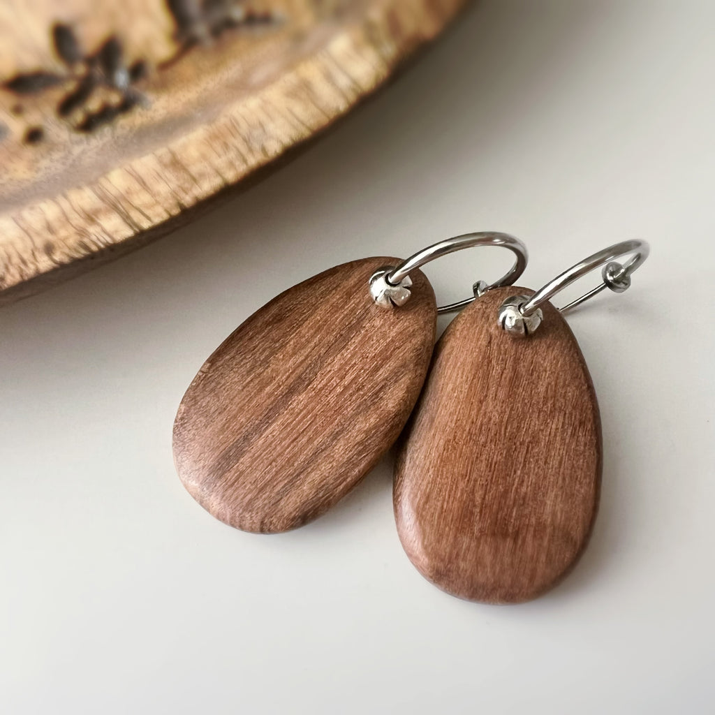 Clips créoles sans perçage 2 en 1 – pendentif en bois de santal