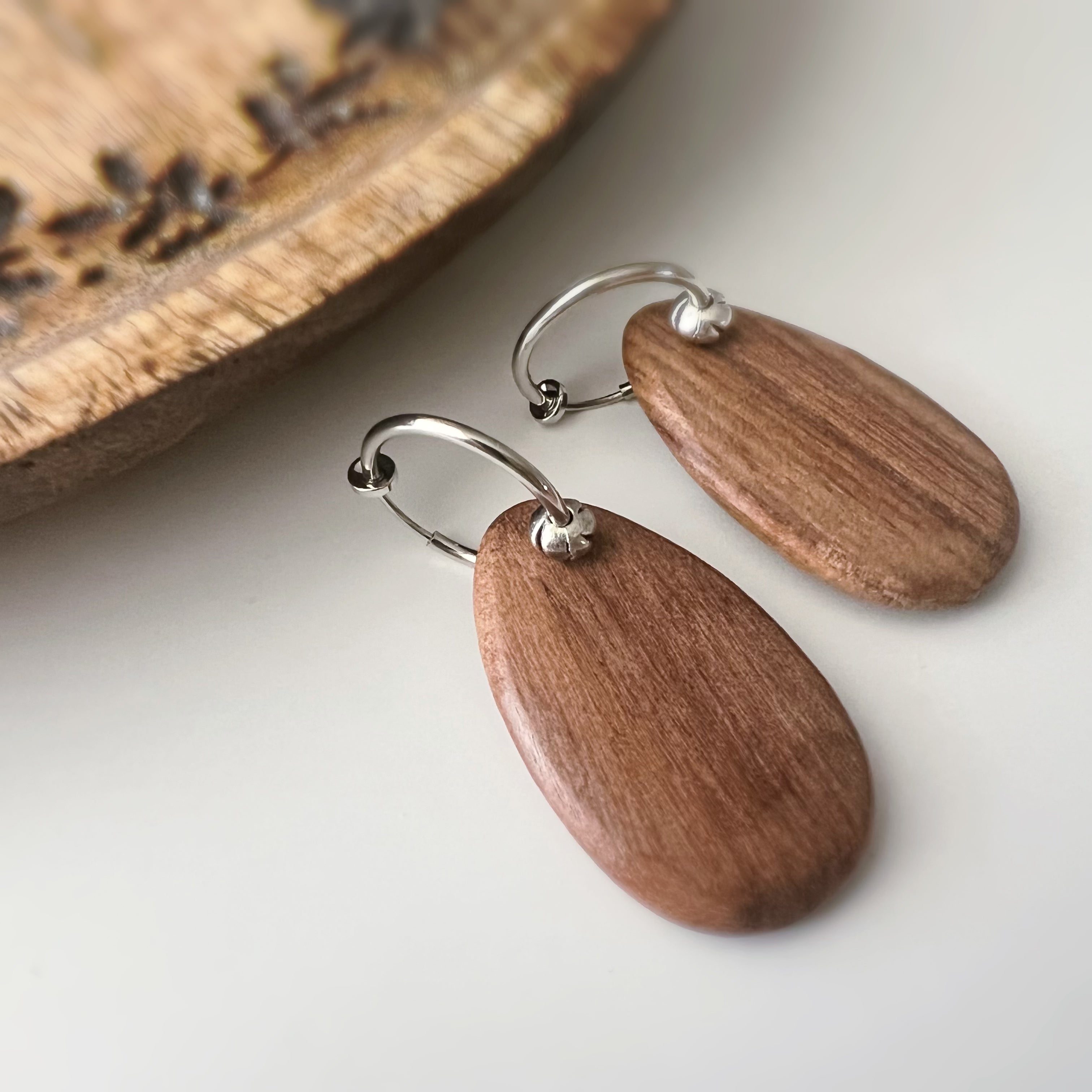 Clips créoles sans perçage 2 en 1 – pendentif en bois de santal