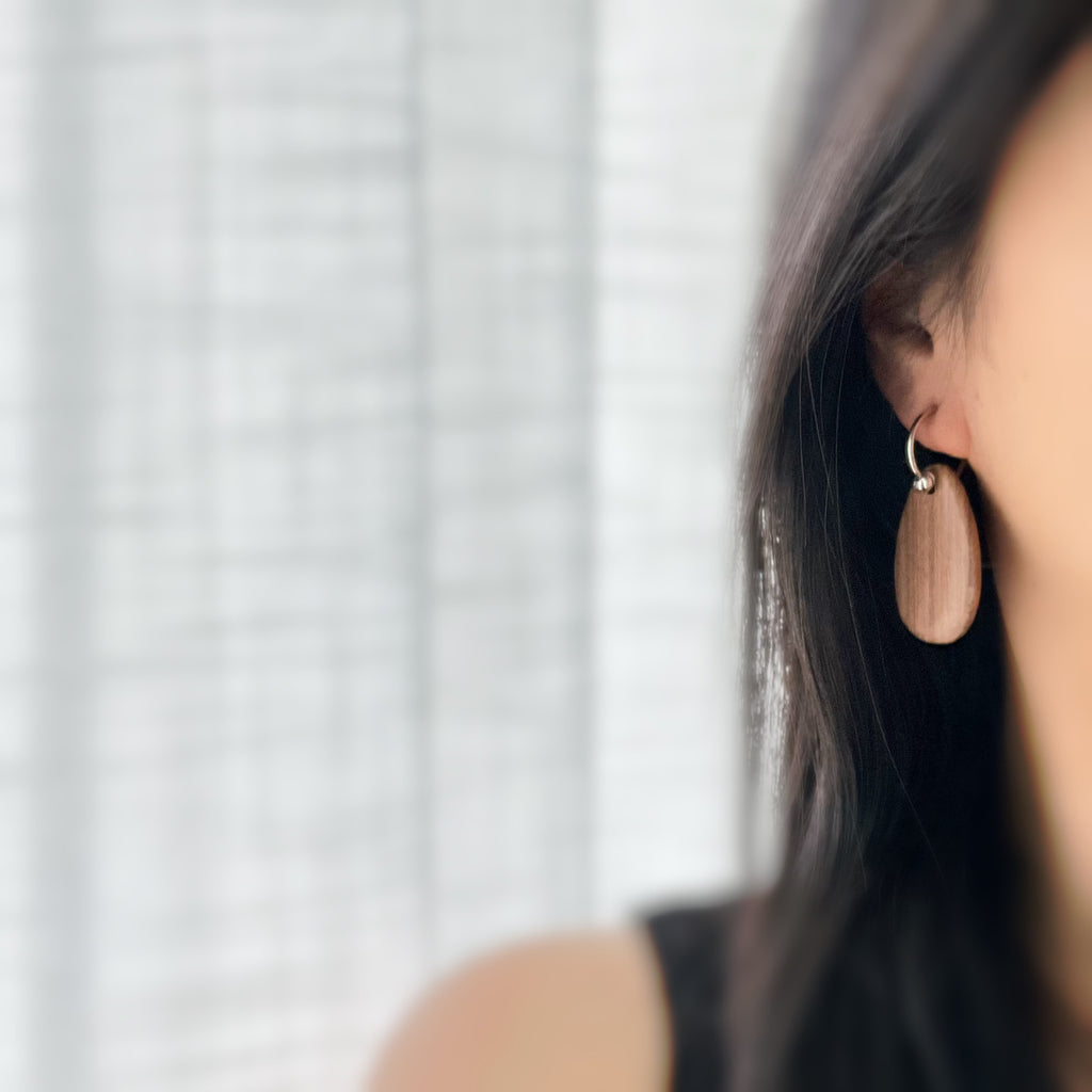 Clips créoles sans perçage 2 en 1 – pendentif en bois de santal