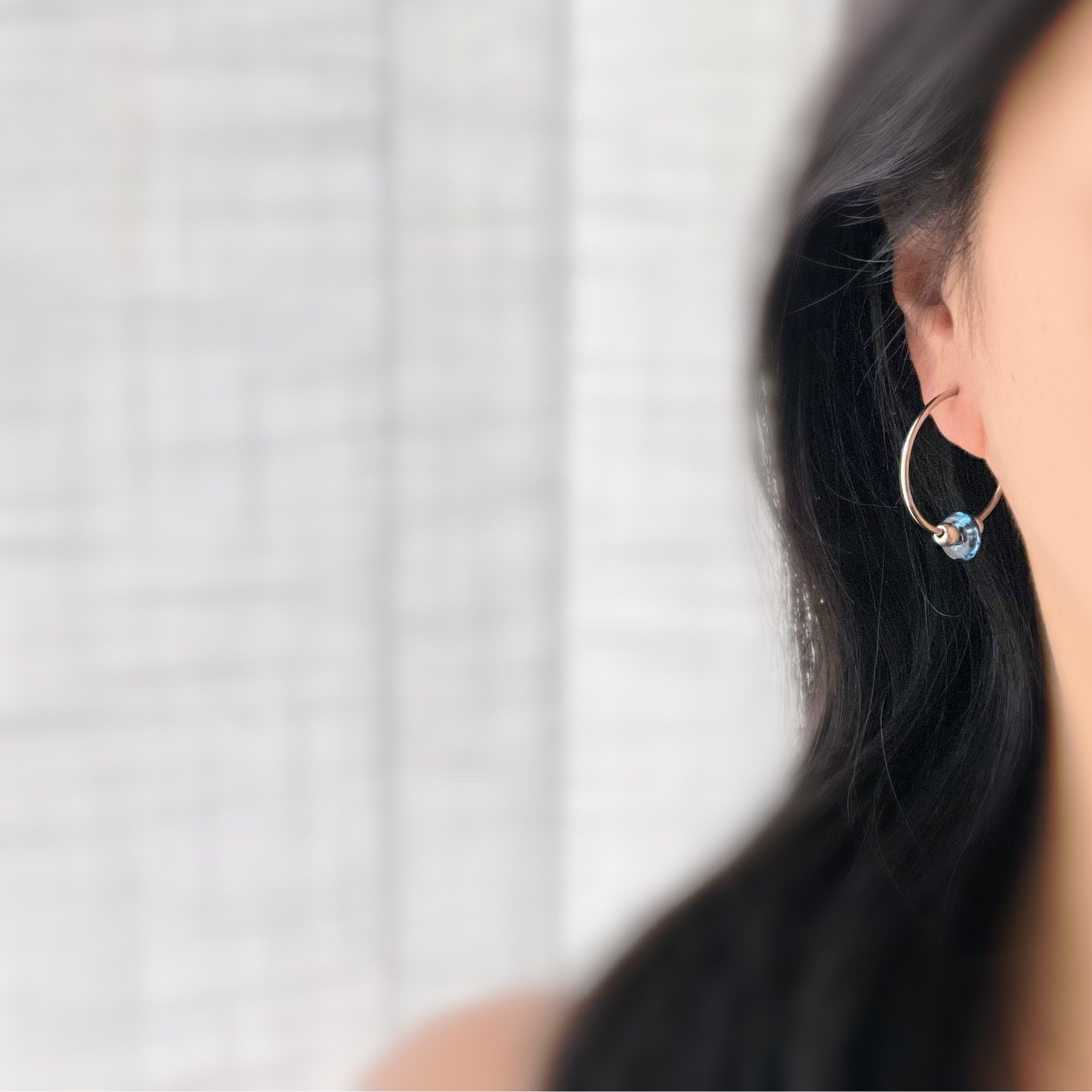 Clips créoles sans perçage perles colorées – argent