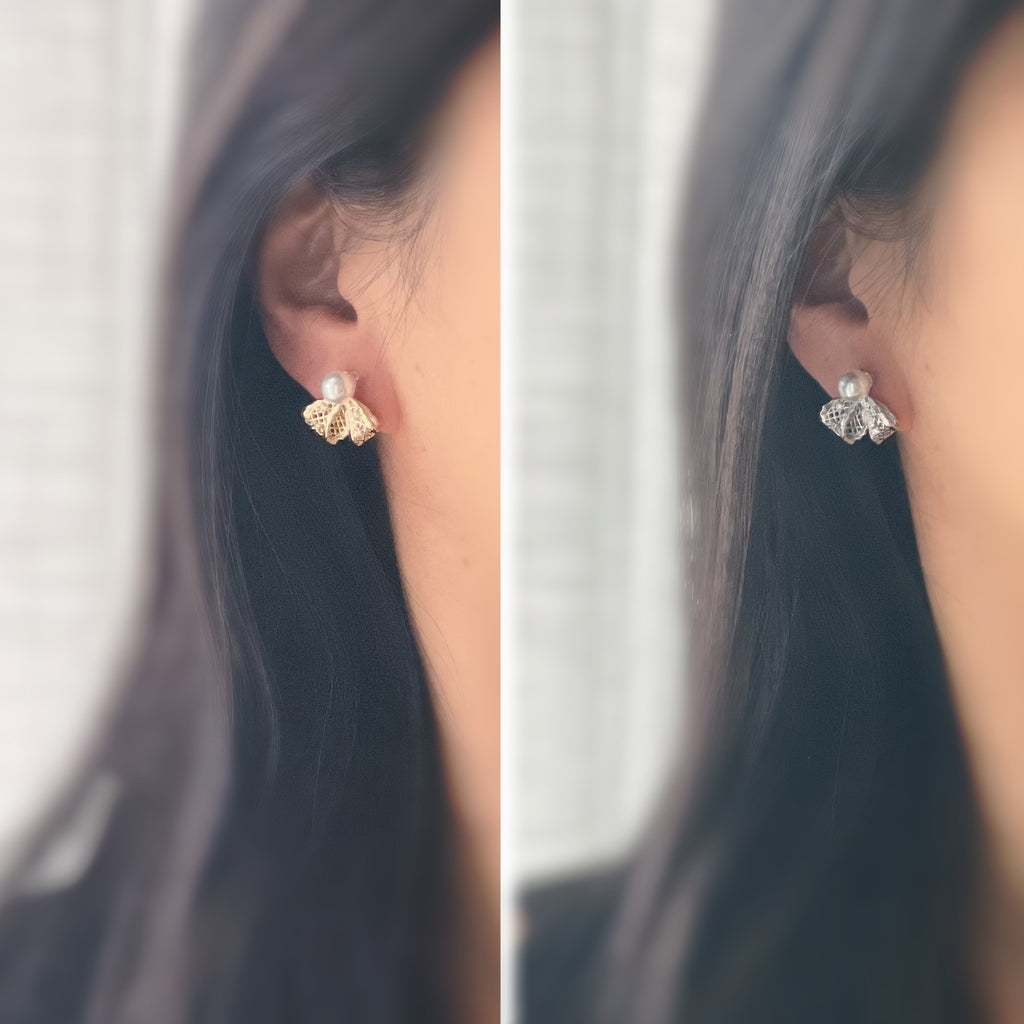 White Pearl Ribbon Clip Earrings